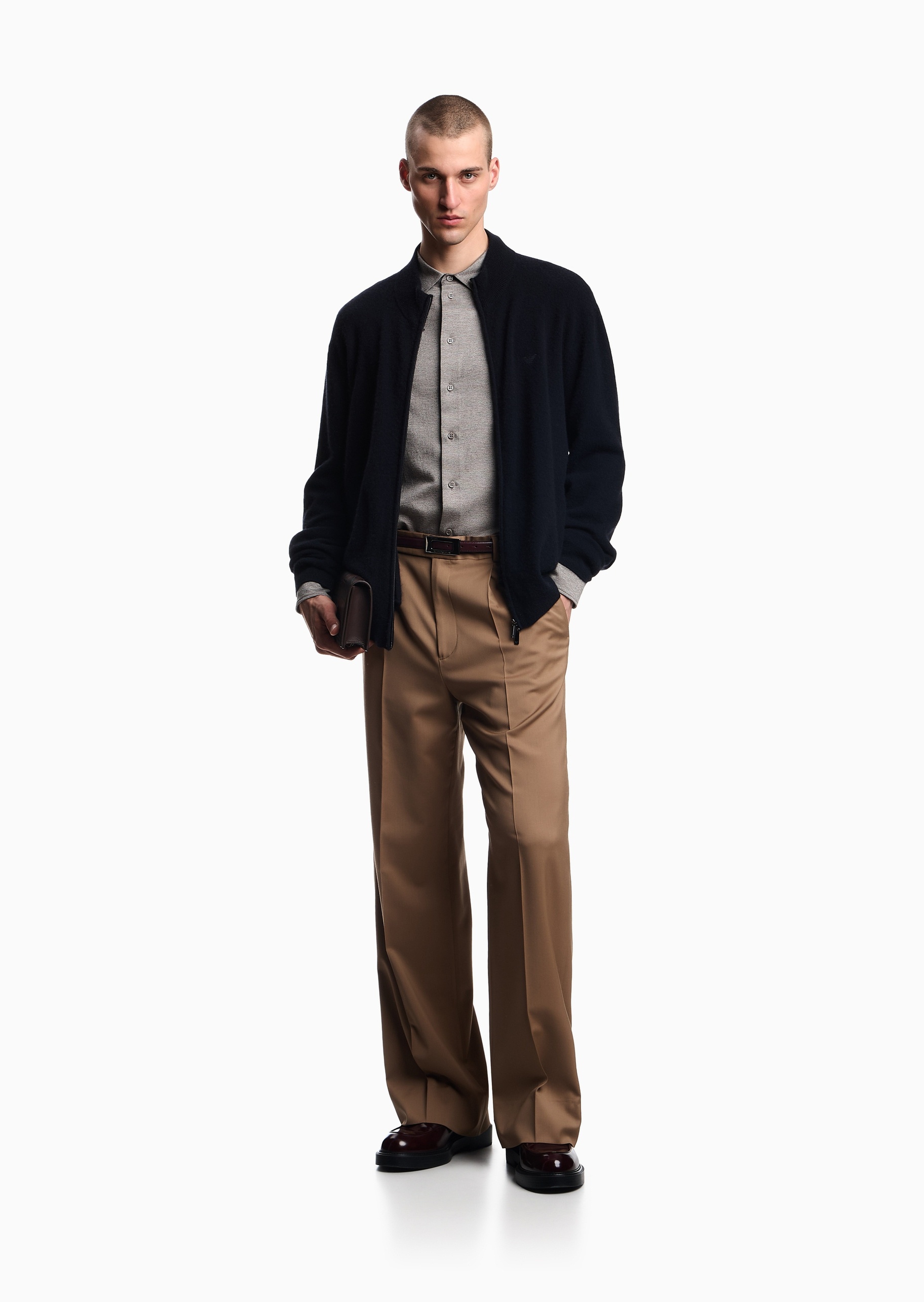 Emporio Armani 男士纯棉轻奢人夫感肌理感西装衬衫