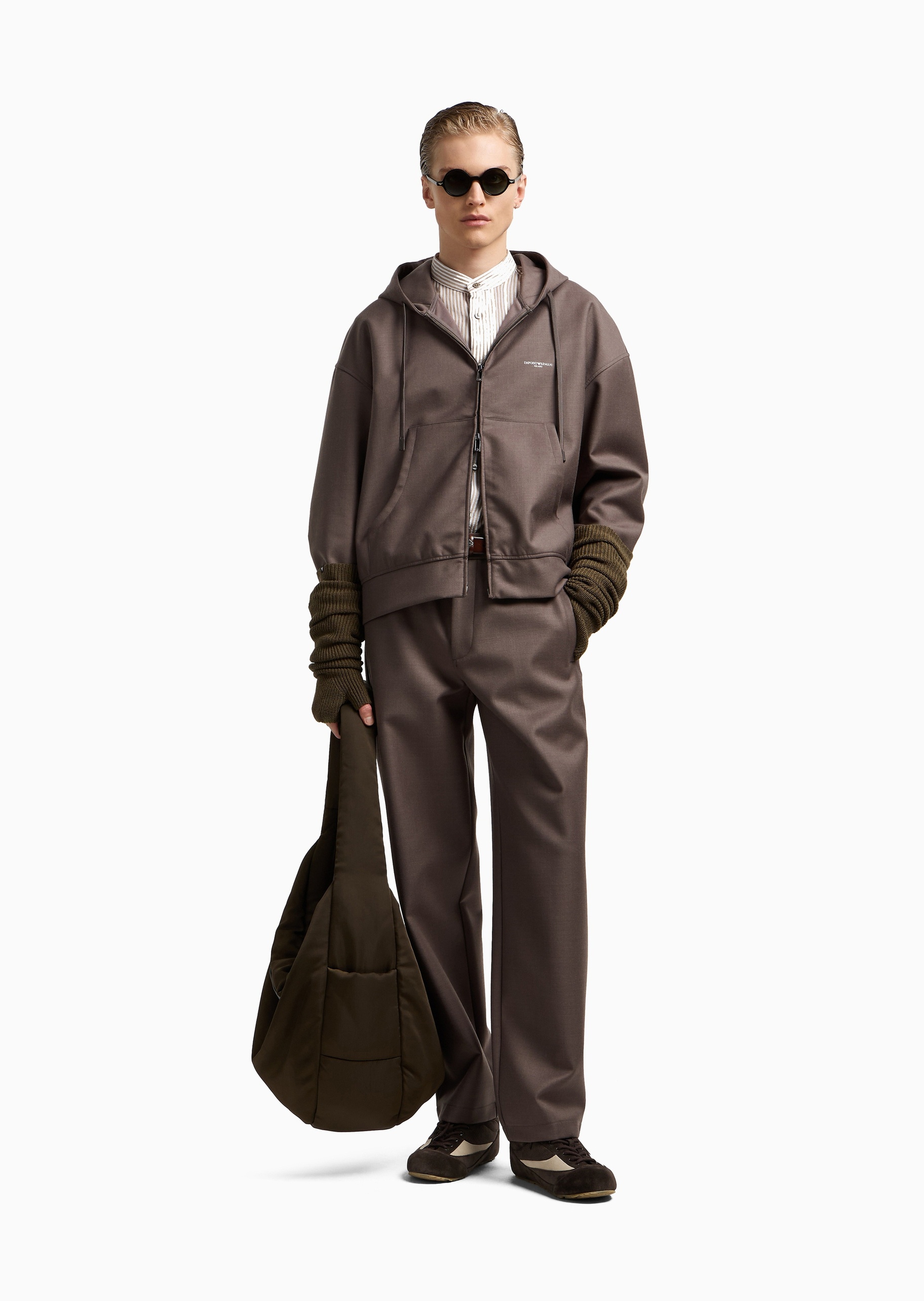 Emporio Armani 男士羊毛重磅加厚拉链开衫休闲卫衣夹克外套