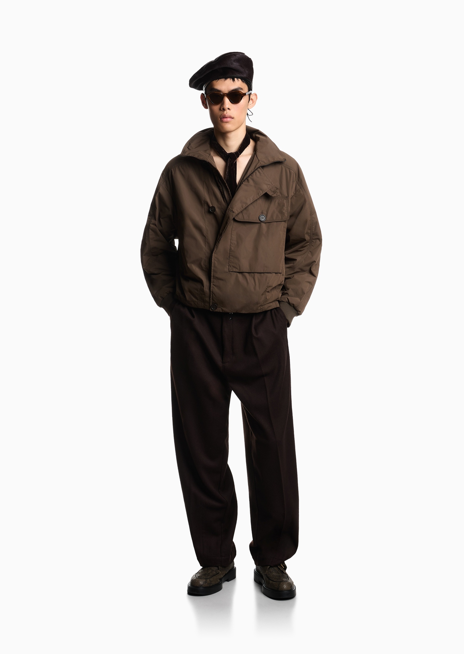 Emporio Armani 男士立领廓型通勤工装夹克棉服外套