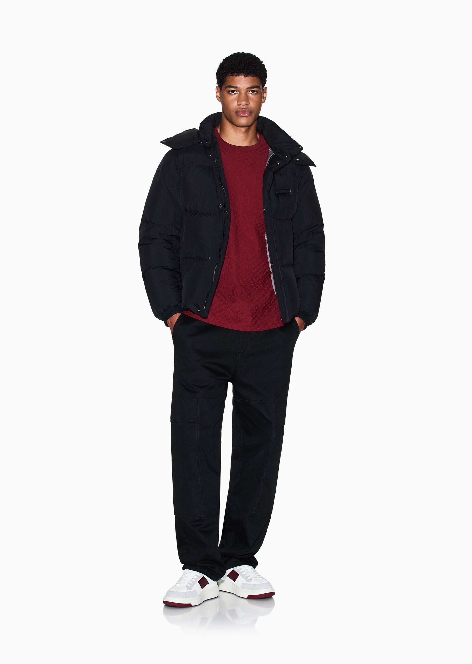 ARMANI EXCHANGE 男士长袖连帽拉链门襟保暖休闲羽绒服