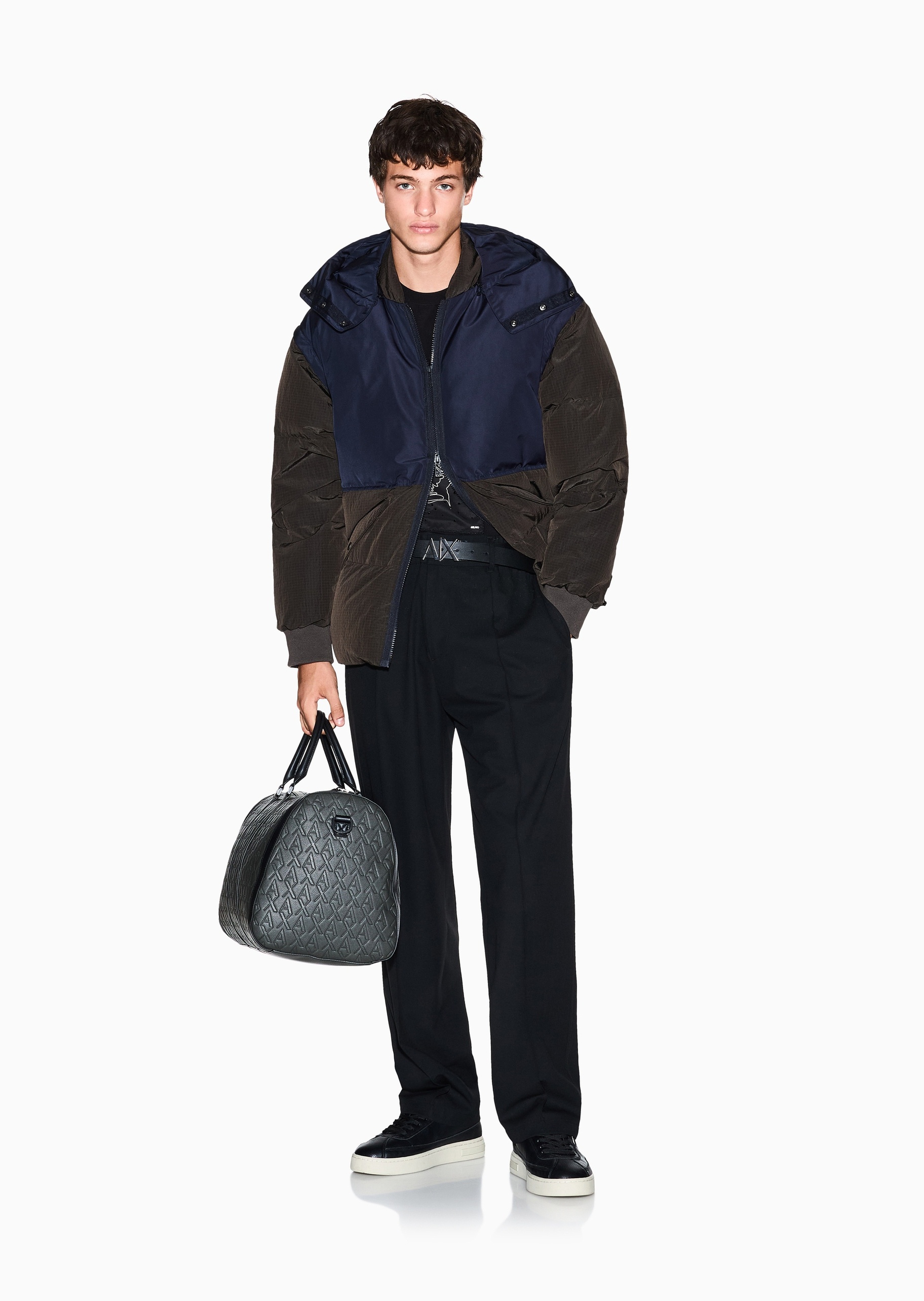 ARMANI EXCHANGE 男士80白鸭绒连帽面包羽绒服外套