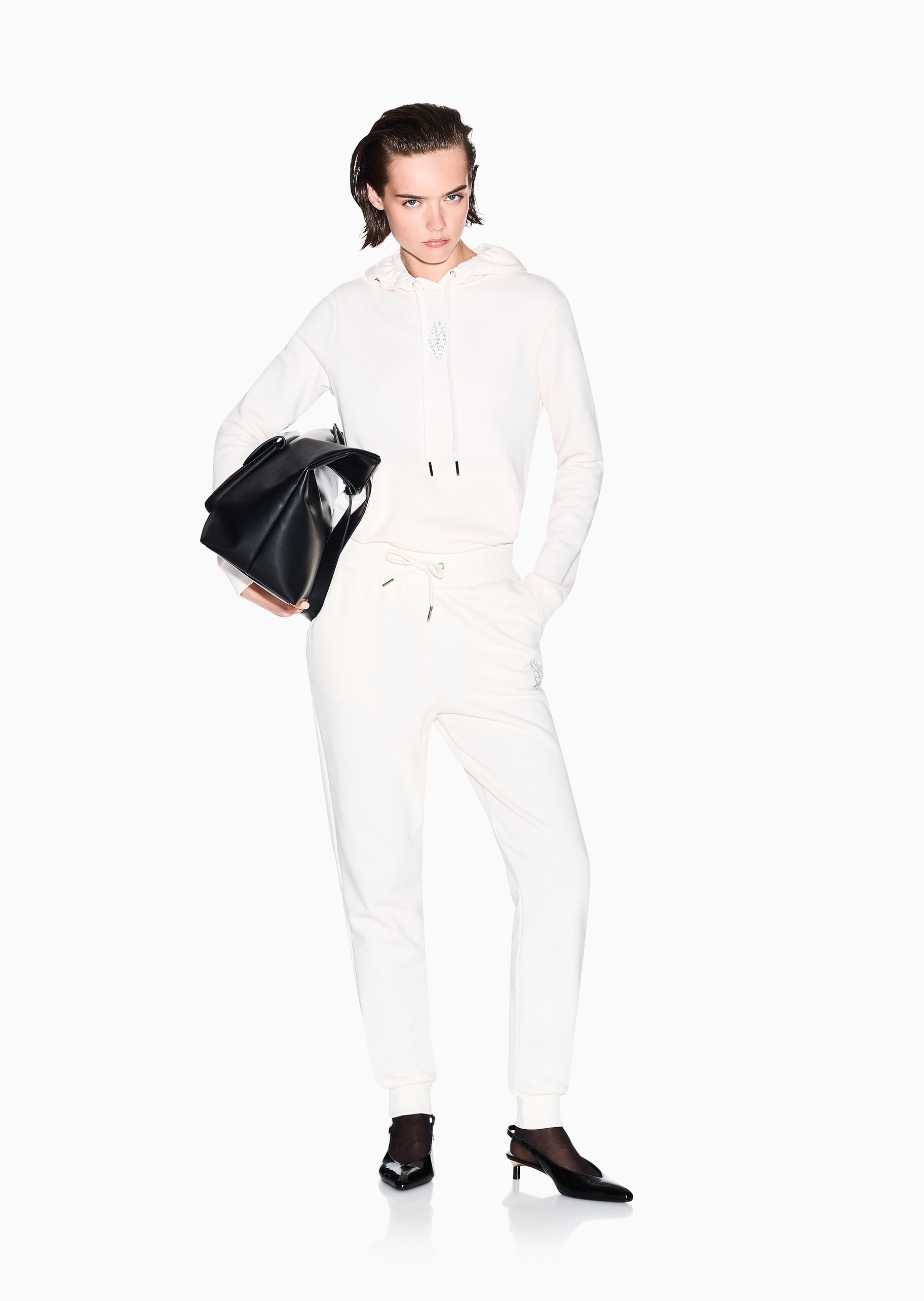 ARMANI EXCHANGE 女士重磅连帽套头合身水钻运动风卫衣