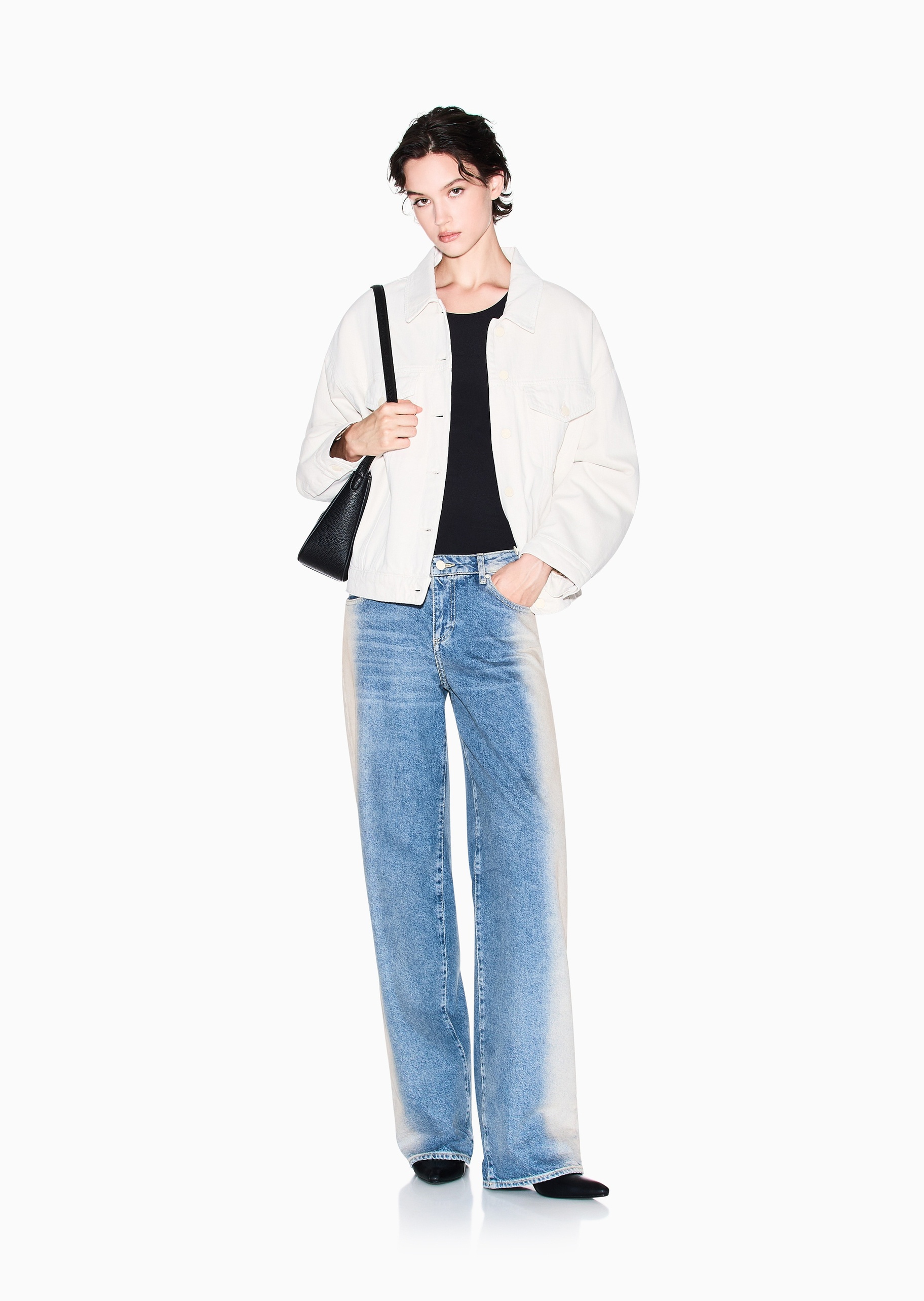 ARMANI EXCHANGE 女士纯棉长袖翻领落肩纯色休闲棉服
