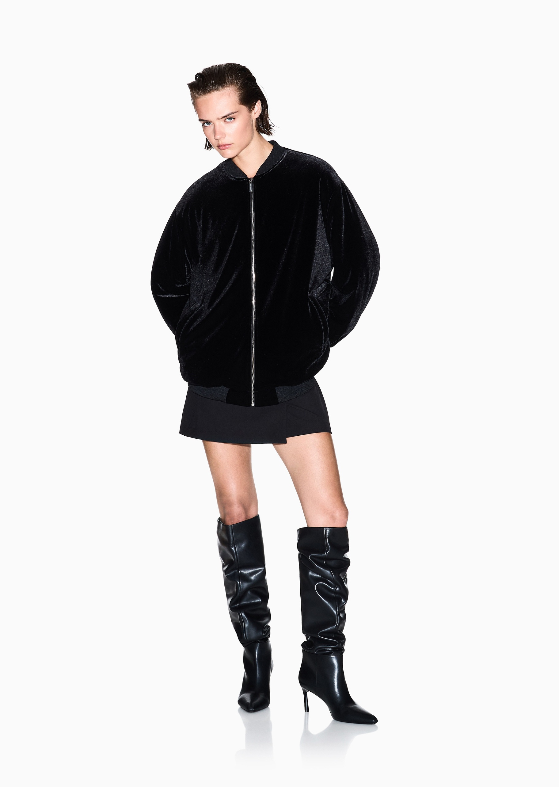 ARMANI EXCHANGE 女士长袖棒球领拉链门襟刺绣棉服