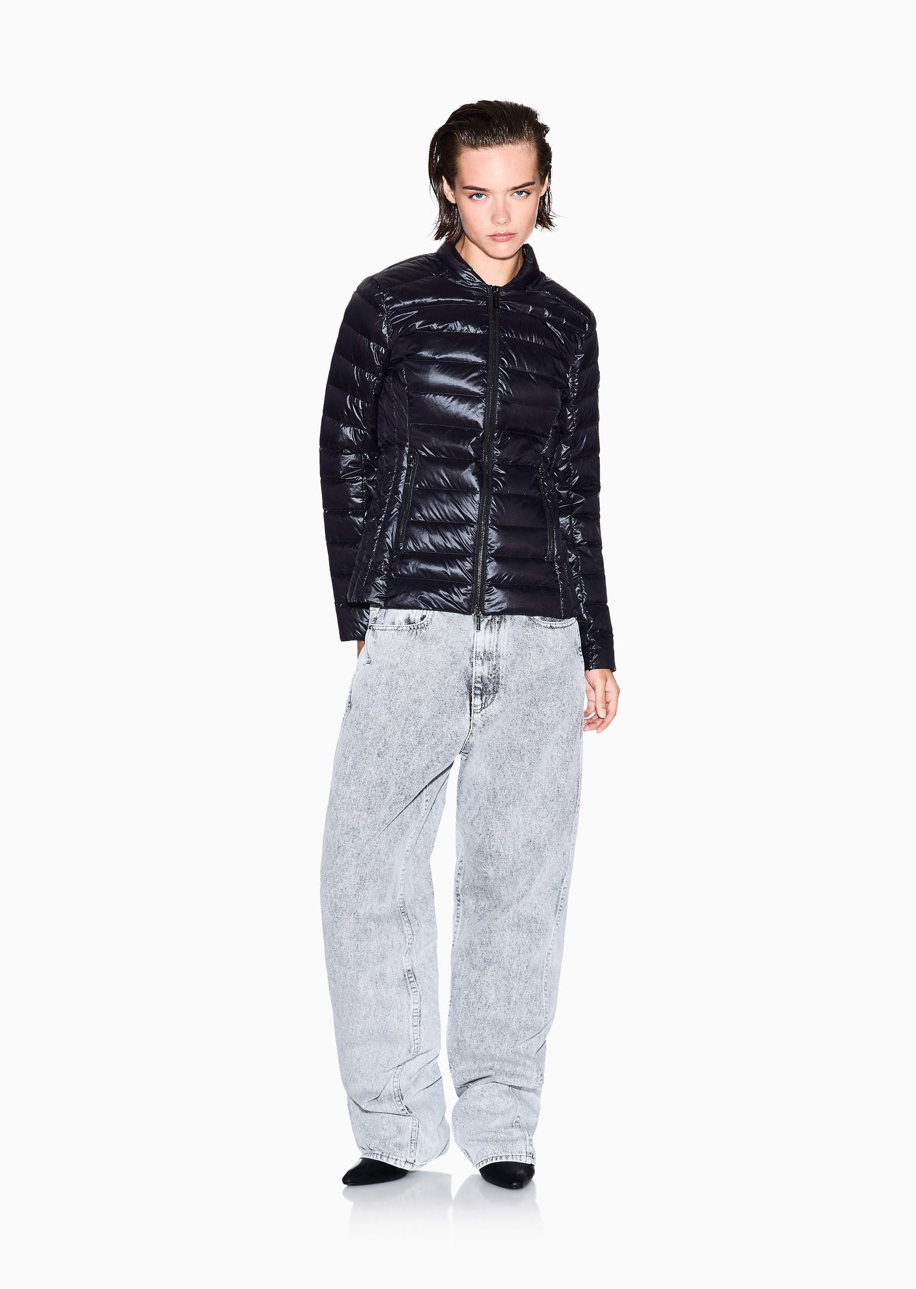 ARMANI EXCHANGE 女士长袖立领拉链门襟纯色保暖羽绒服