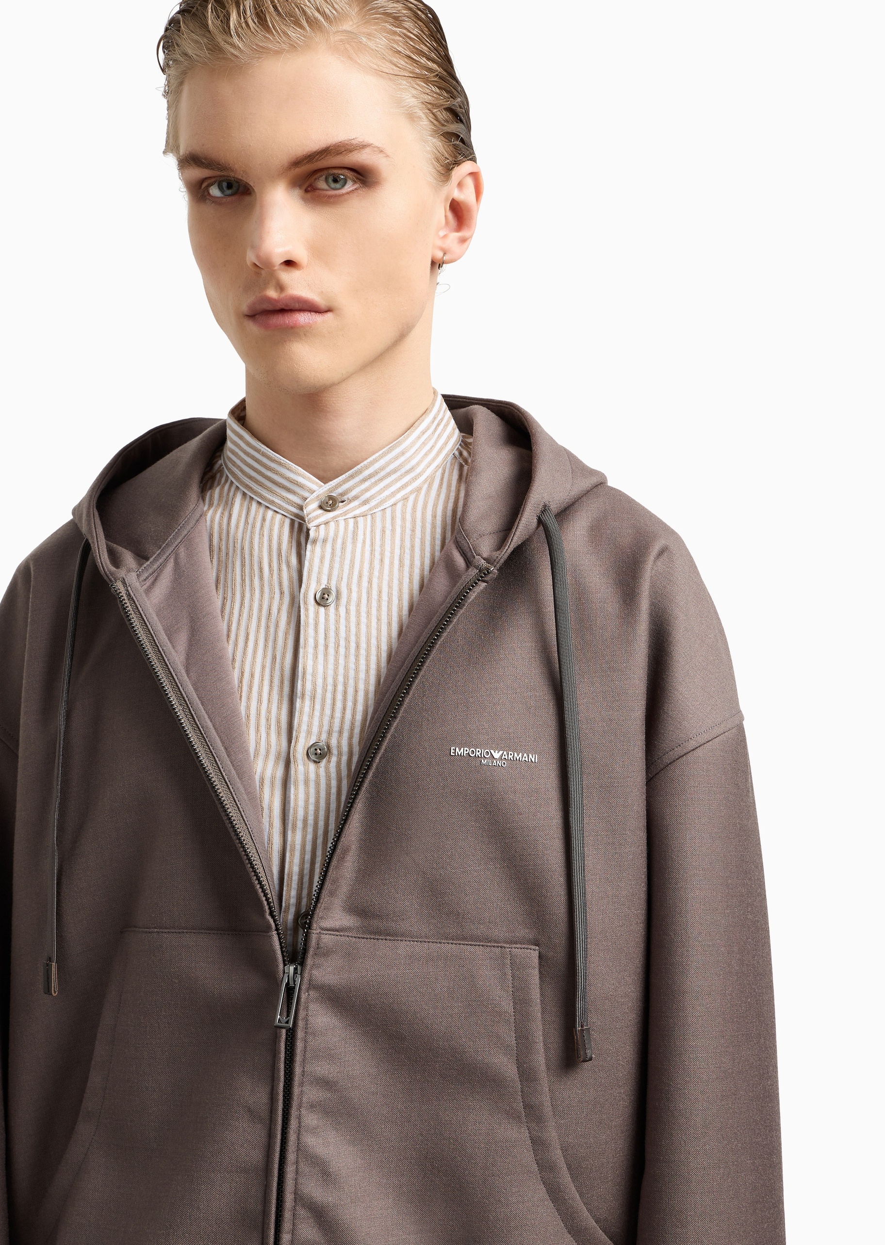 Emporio Armani 男士羊毛重磅加厚拉链开衫休闲卫衣夹克外套