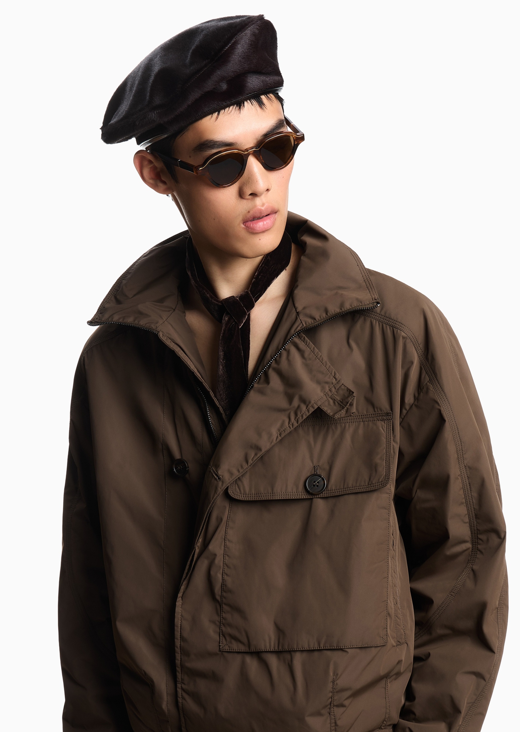 Emporio Armani 男士立领廓型通勤工装夹克棉服外套