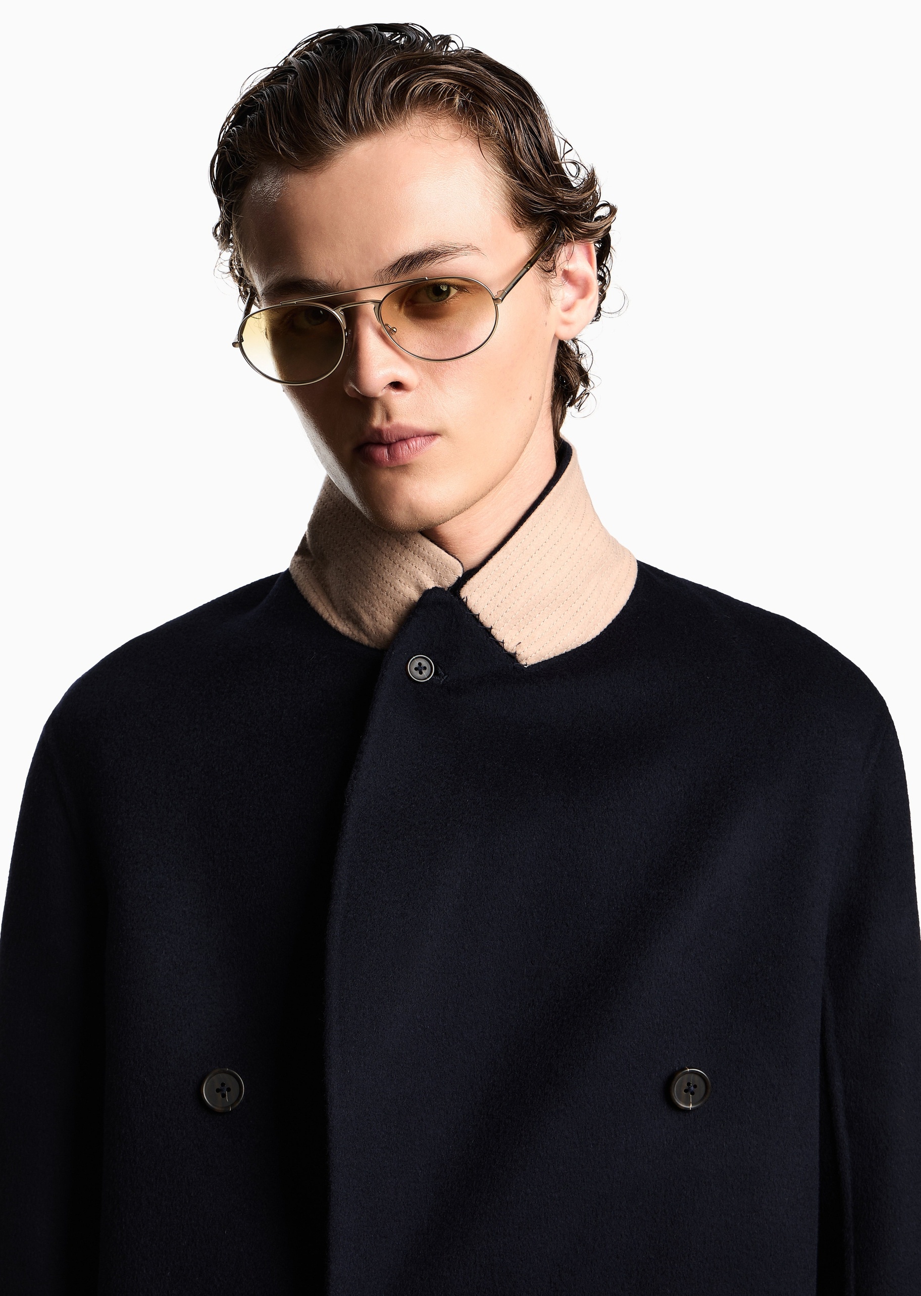 Emporio Armani 男士绵羊毛翻领休闲西服西装外套