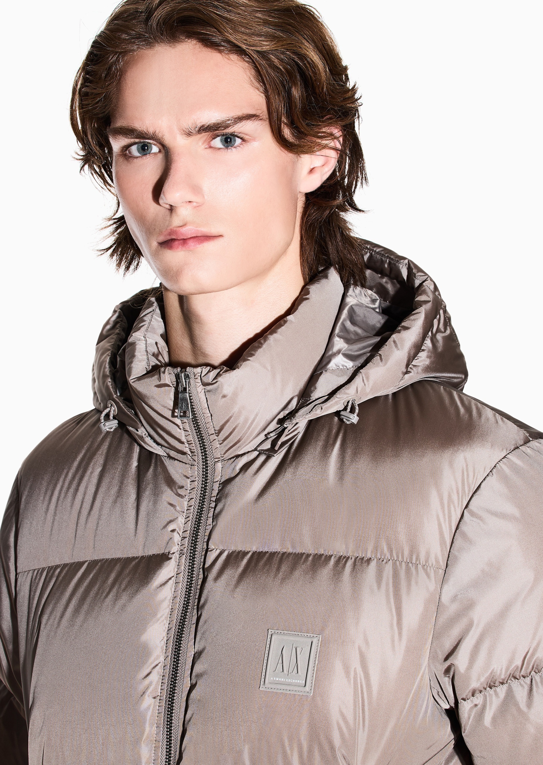 ARMANI EXCHANGE 男士80白鸭绒连帽面包羽绒服外套