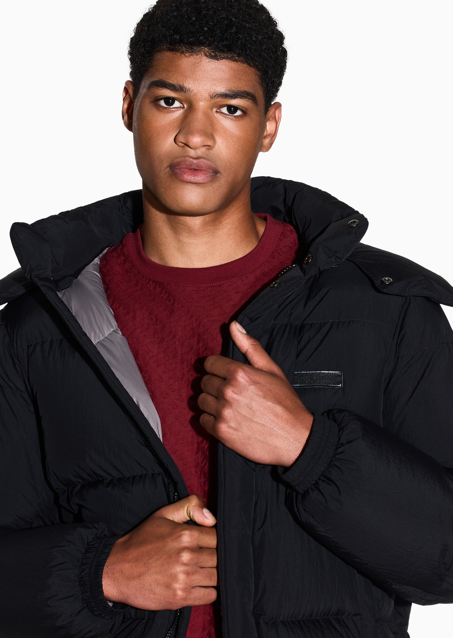 ARMANI EXCHANGE 男士长袖连帽拉链门襟保暖休闲羽绒服