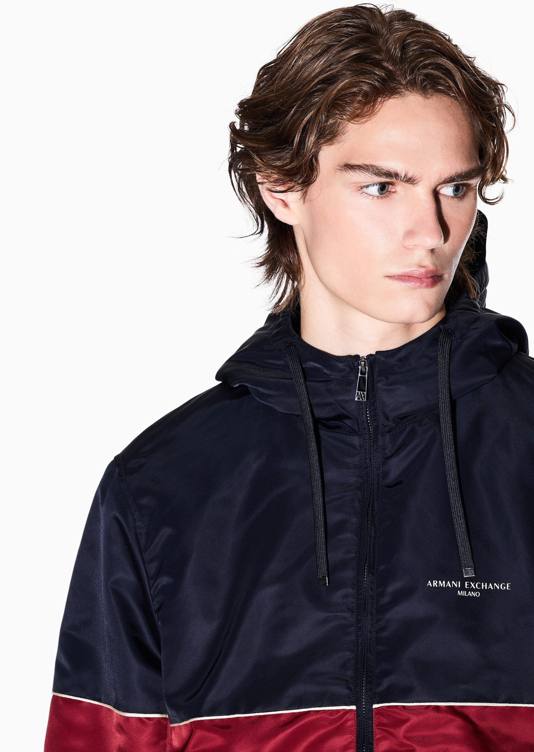 ARMANI EXCHANGE 男士长袖连帽拉链门襟撞色潮流棉服