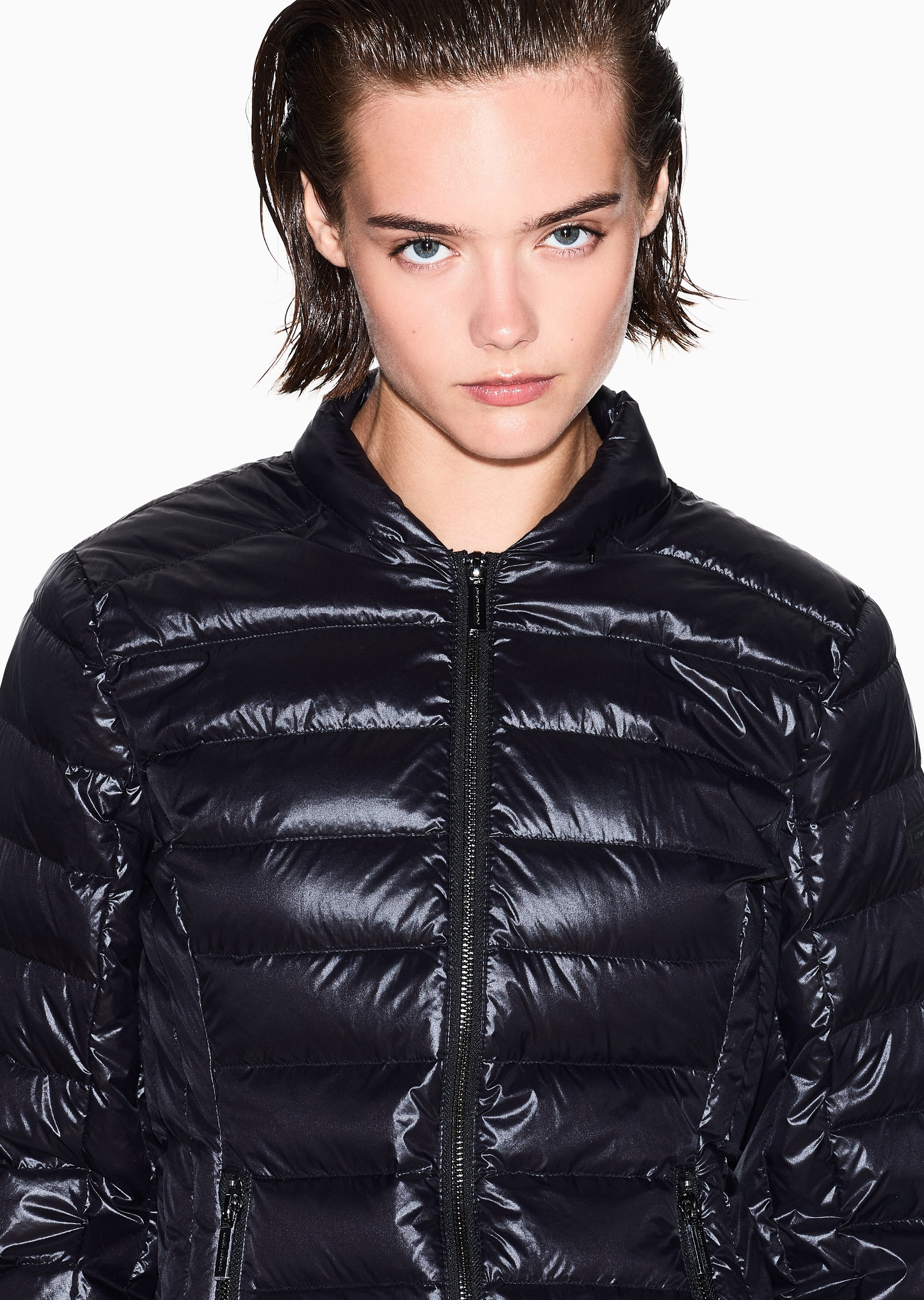 ARMANI EXCHANGE 女士长袖立领拉链门襟纯色保暖羽绒服