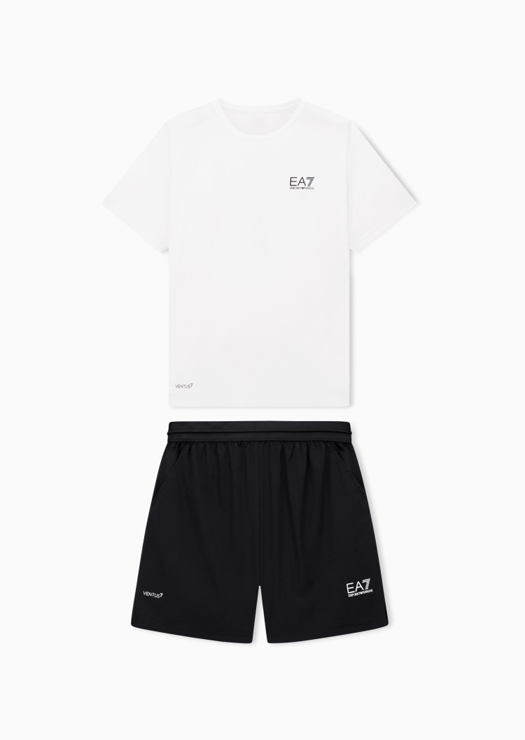 EA7 男士合身圆领短袖T恤短裤跑步运动套装