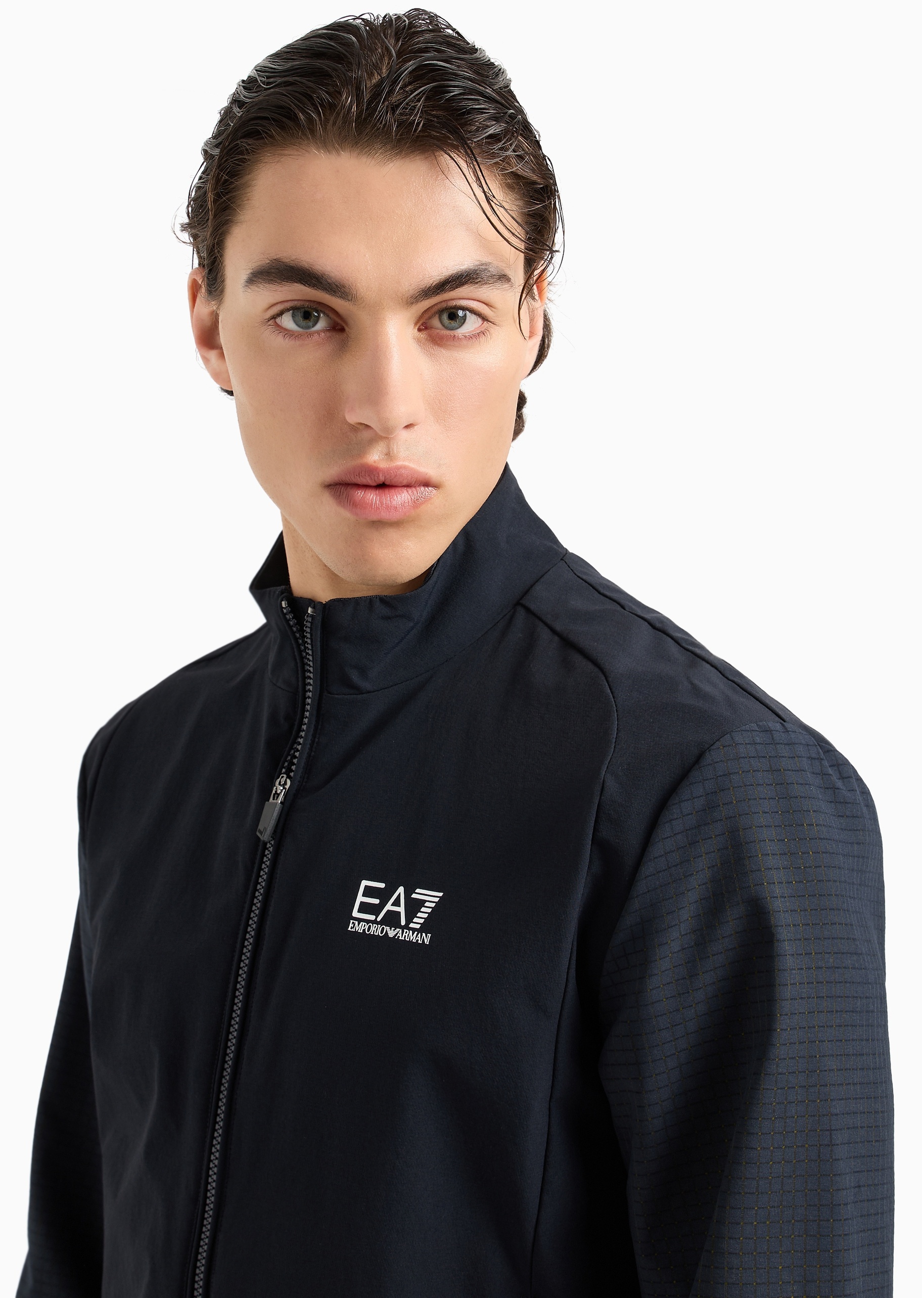 EA7 男士合身拉链开衫长裤网球运动套装