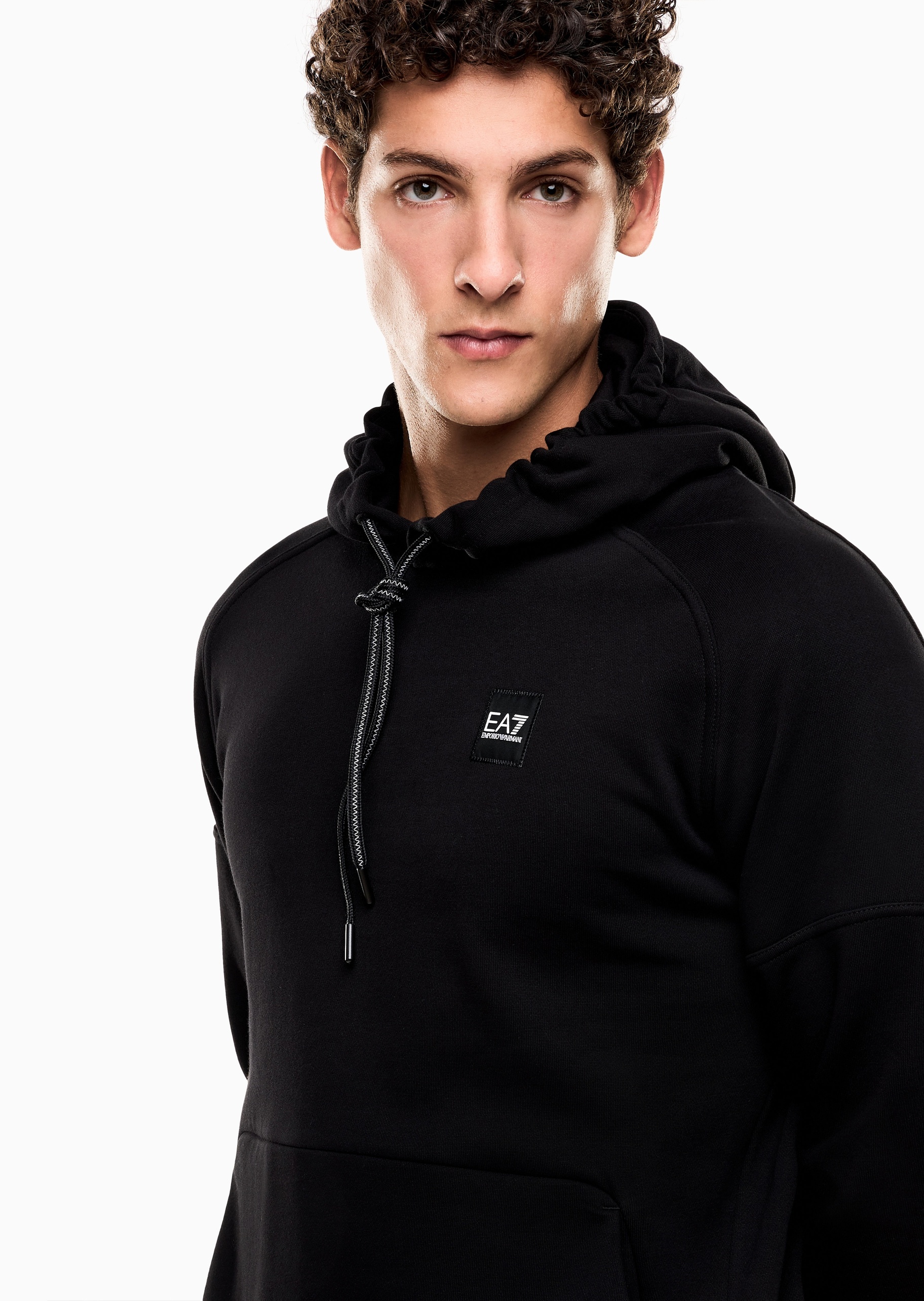 EA7 男士棉质加绒连帽套头卫衣卫裤运动套装