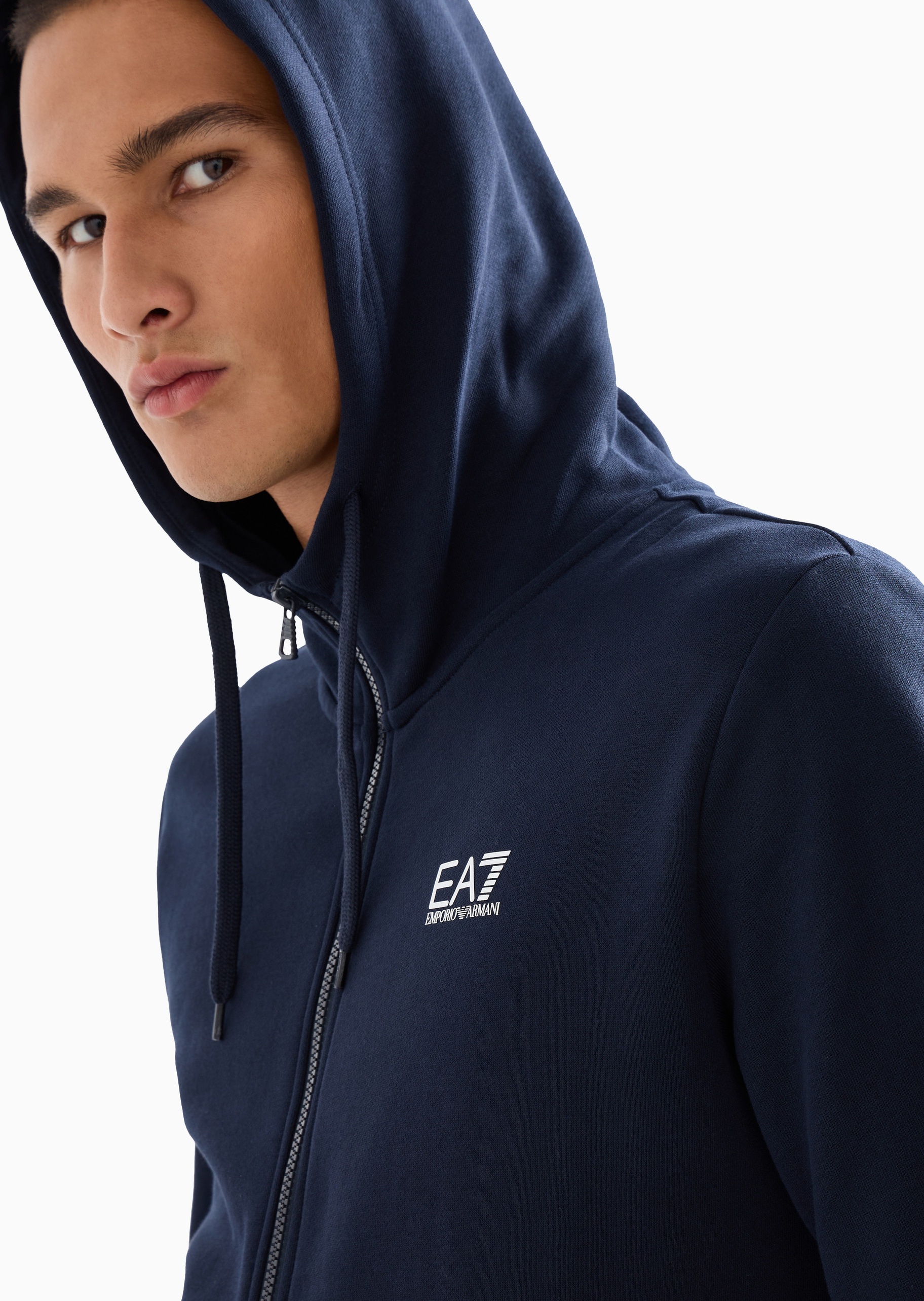 EA7 男士棉质连帽开衫束脚卫裤健身训练运动套装