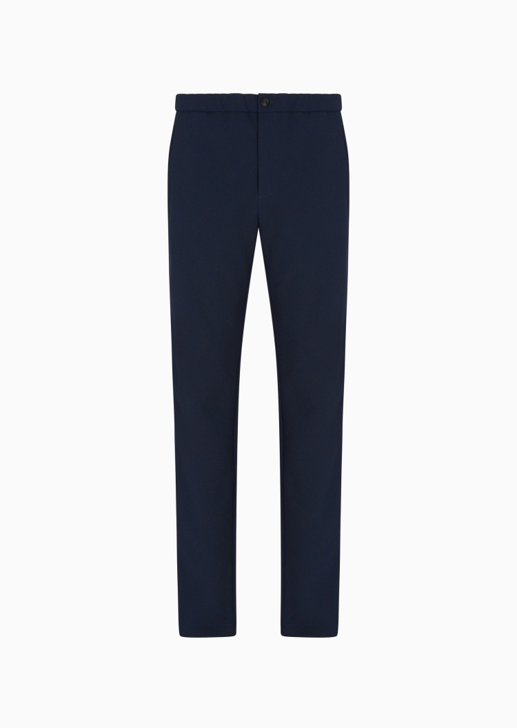 Emporio Armani 男士珠地布合身长款直筒纯色休闲裤