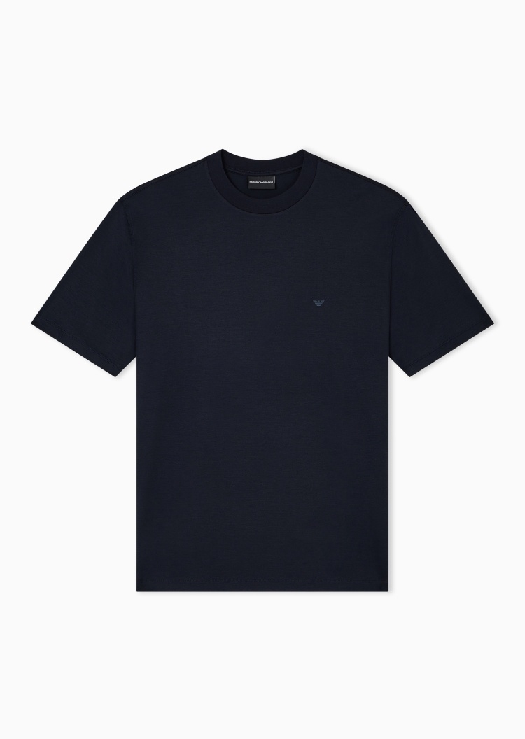 Emporio Armani 男士莱赛尔合身短袖圆领纯色T恤衫
