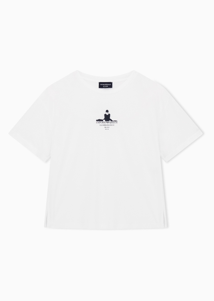 Emporio Armani 女士全棉宽松短袖圆领印花T恤衫