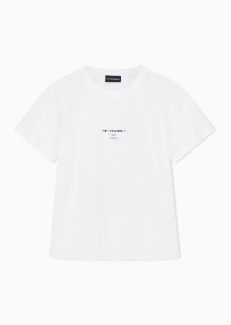 Emporio Armani 女士全棉合身短袖圆领正肩纯色T恤衫