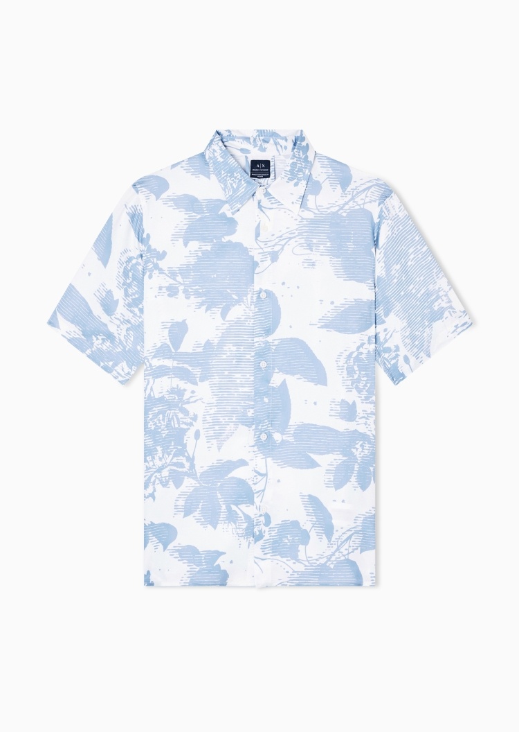 ARMANI EXCHANGE 男士美式休闲短袖外套式衬衫上衣