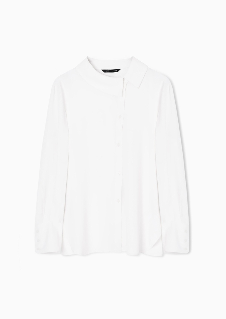 ARMANI EXCHANGE 女士人造棉长袖翻领侧门襟休闲衬衫