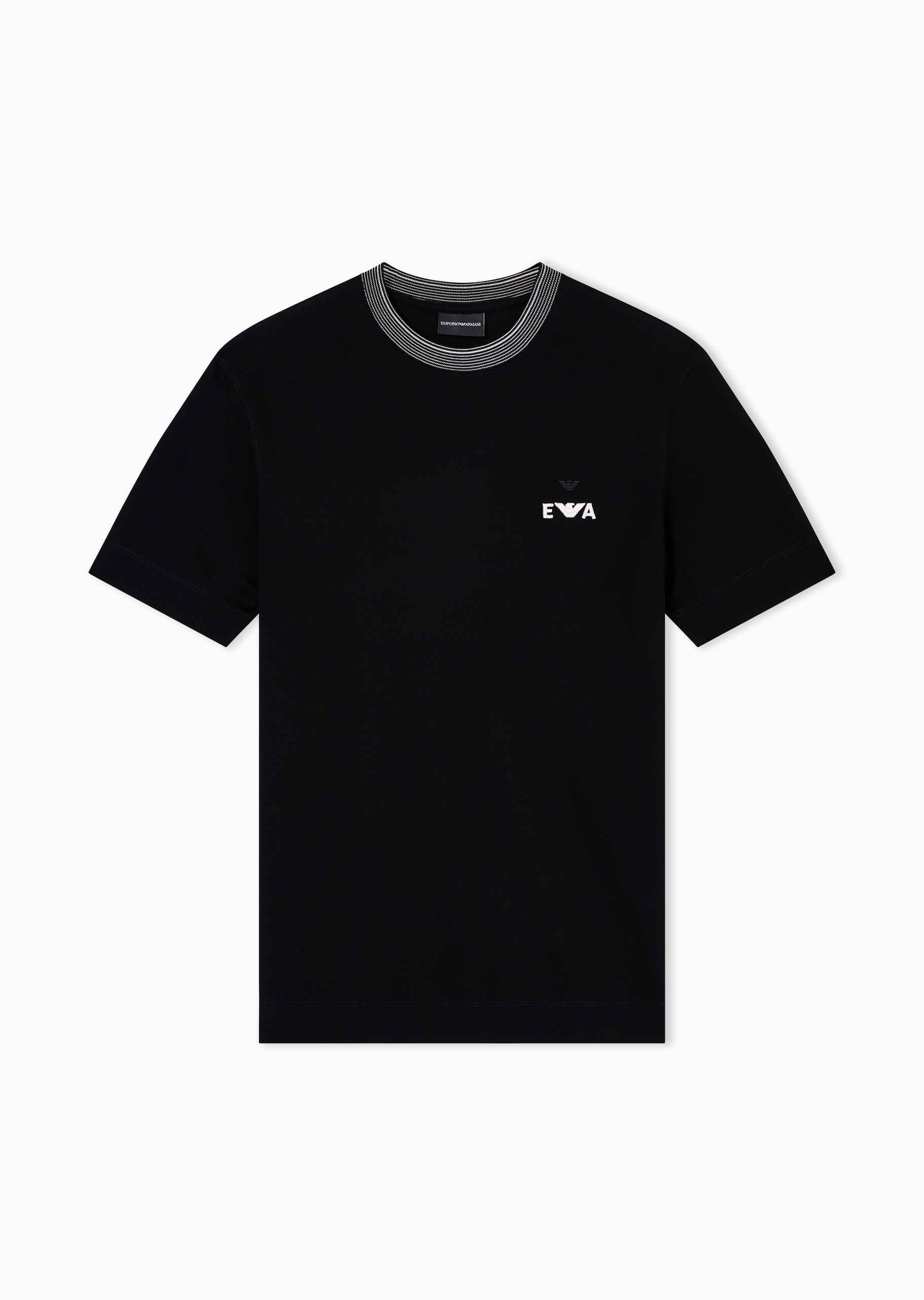 Emporio Armani 男士珠地全棉合身短袖圆领刺绣T恤衫