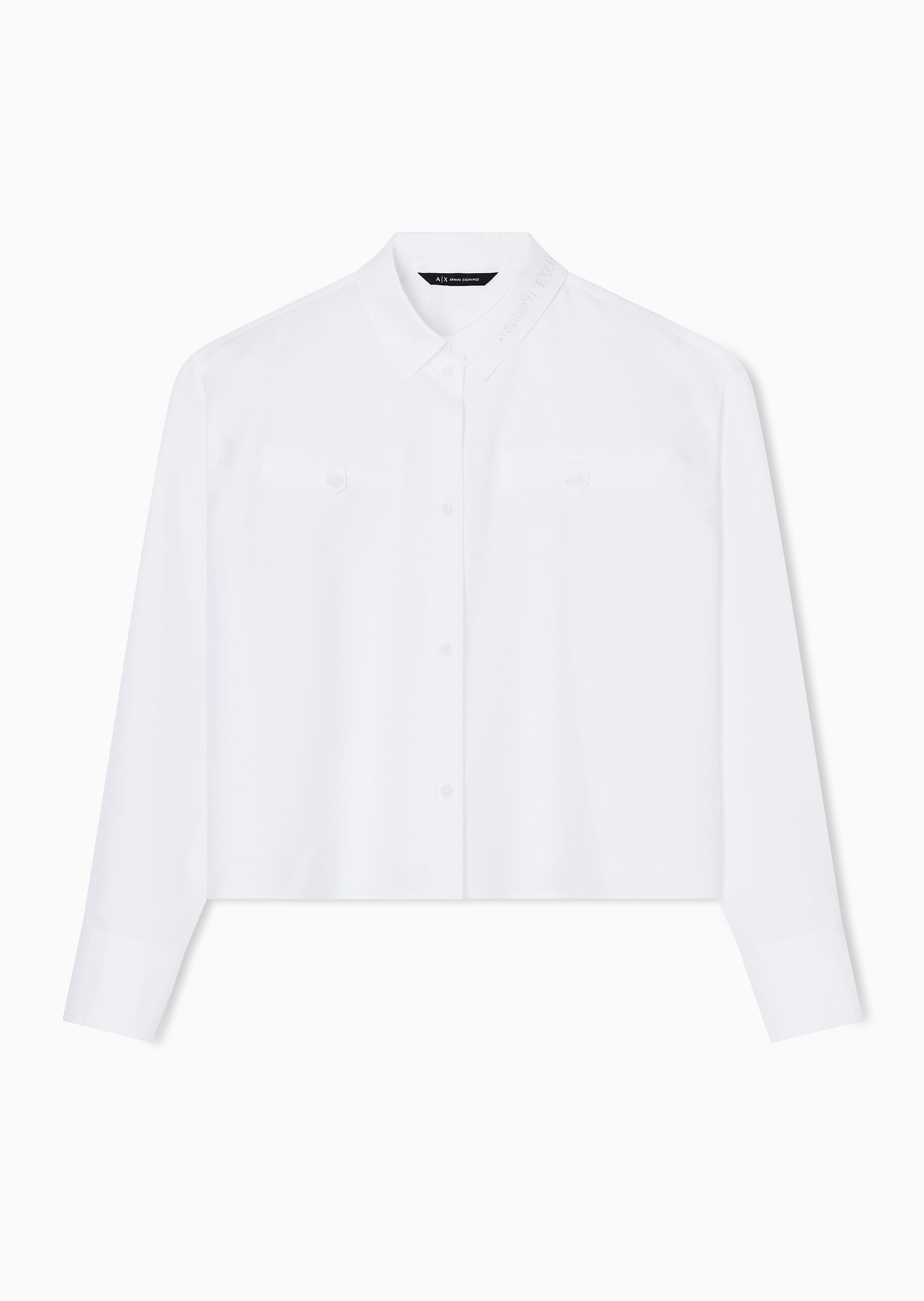 ARMANI EXCHANGE 女士棉质长袖翻领纽扣纯色休闲衬衫