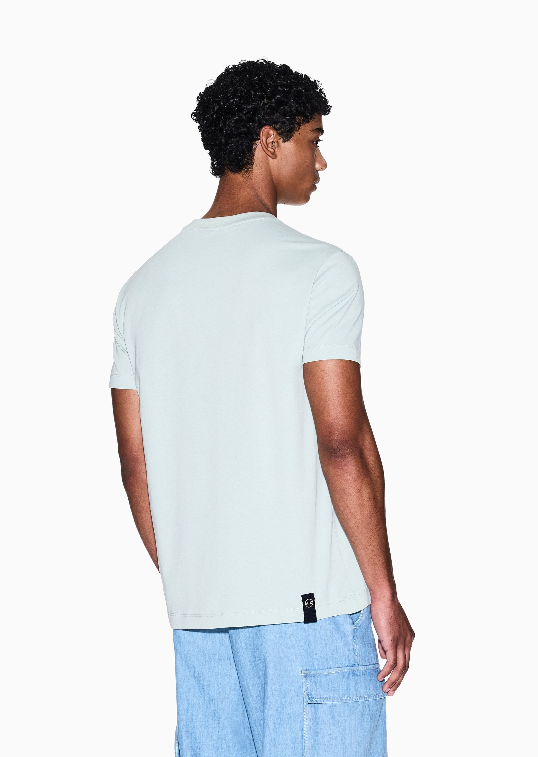 ARMANI EXCHANGE 男士纯棉合身短袖圆领正肩印花轻薄T恤衫