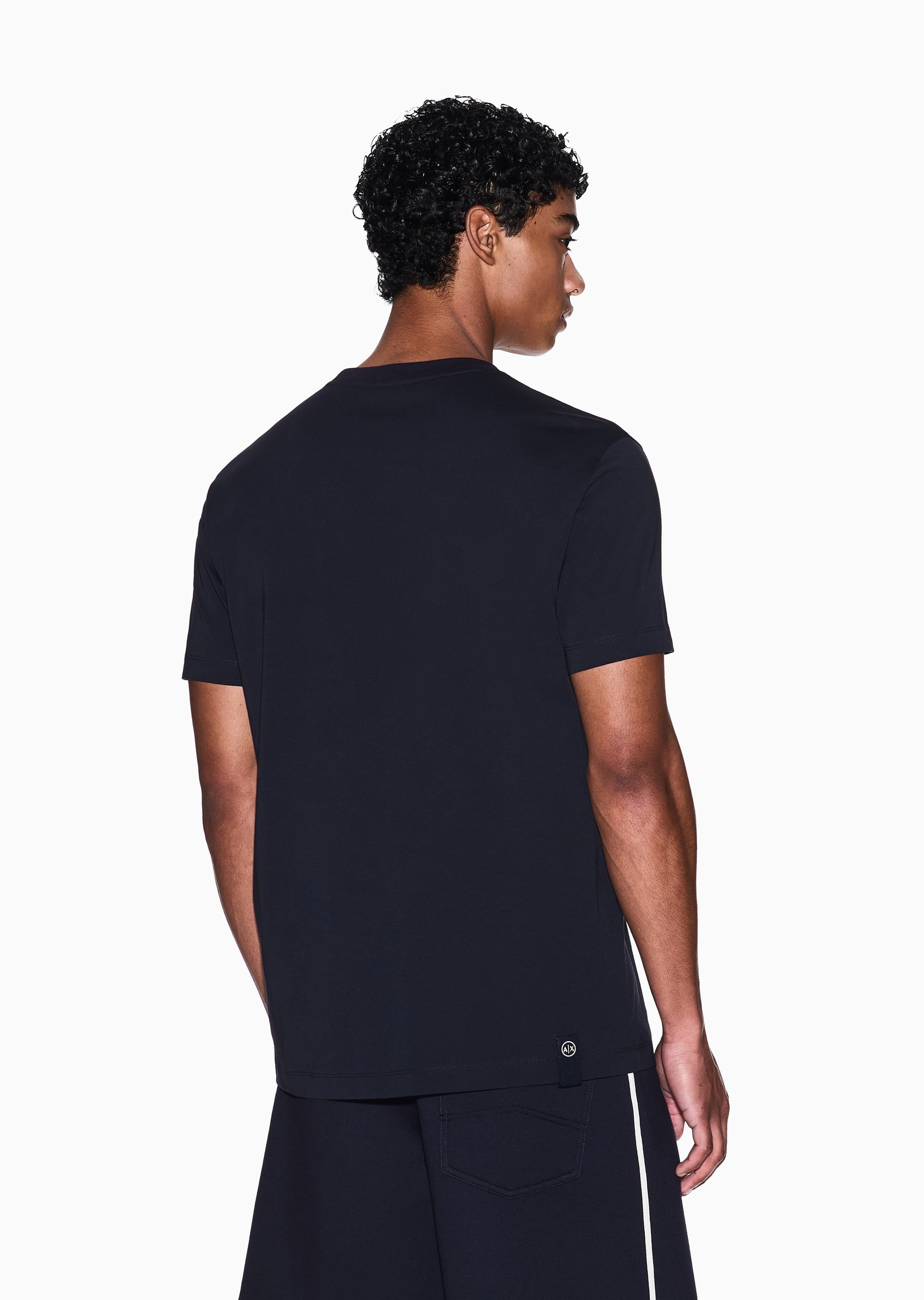 ARMANI EXCHANGE 男士全棉合身短袖圆领正肩印花T恤衫