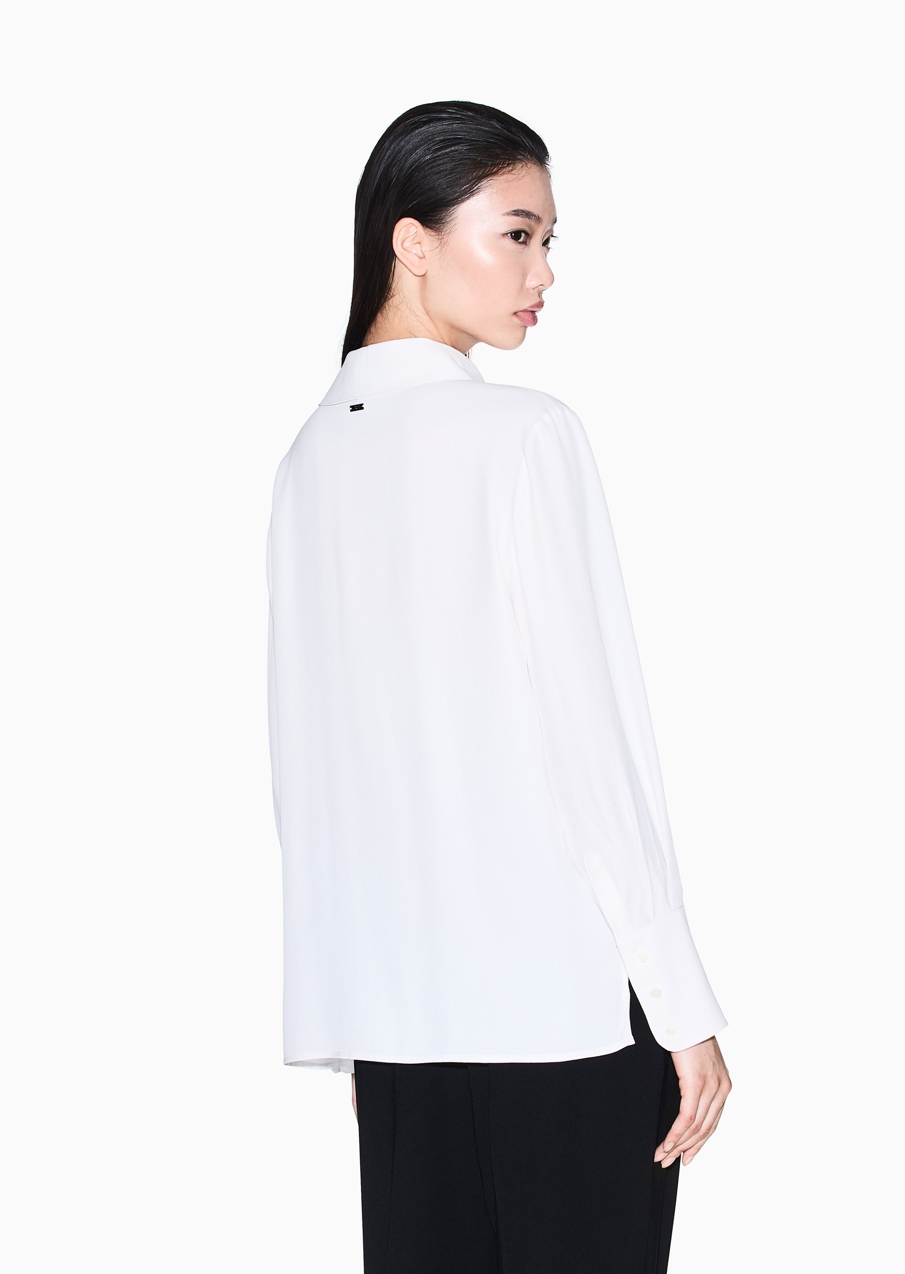 ARMANI EXCHANGE 女士人造棉长袖翻领侧门襟休闲衬衫
