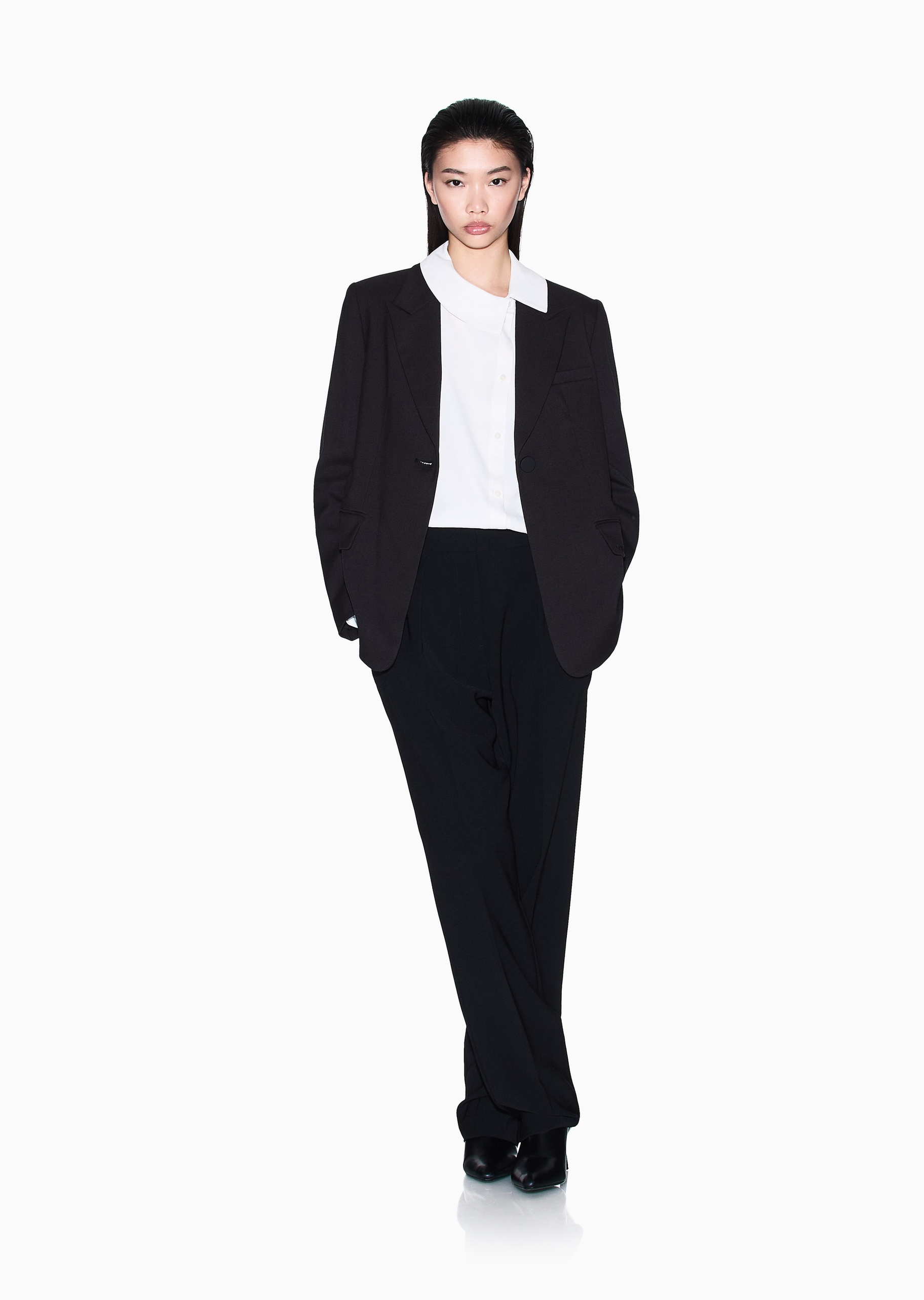ARMANI EXCHANGE 女士人造棉长袖翻领侧门襟休闲衬衫