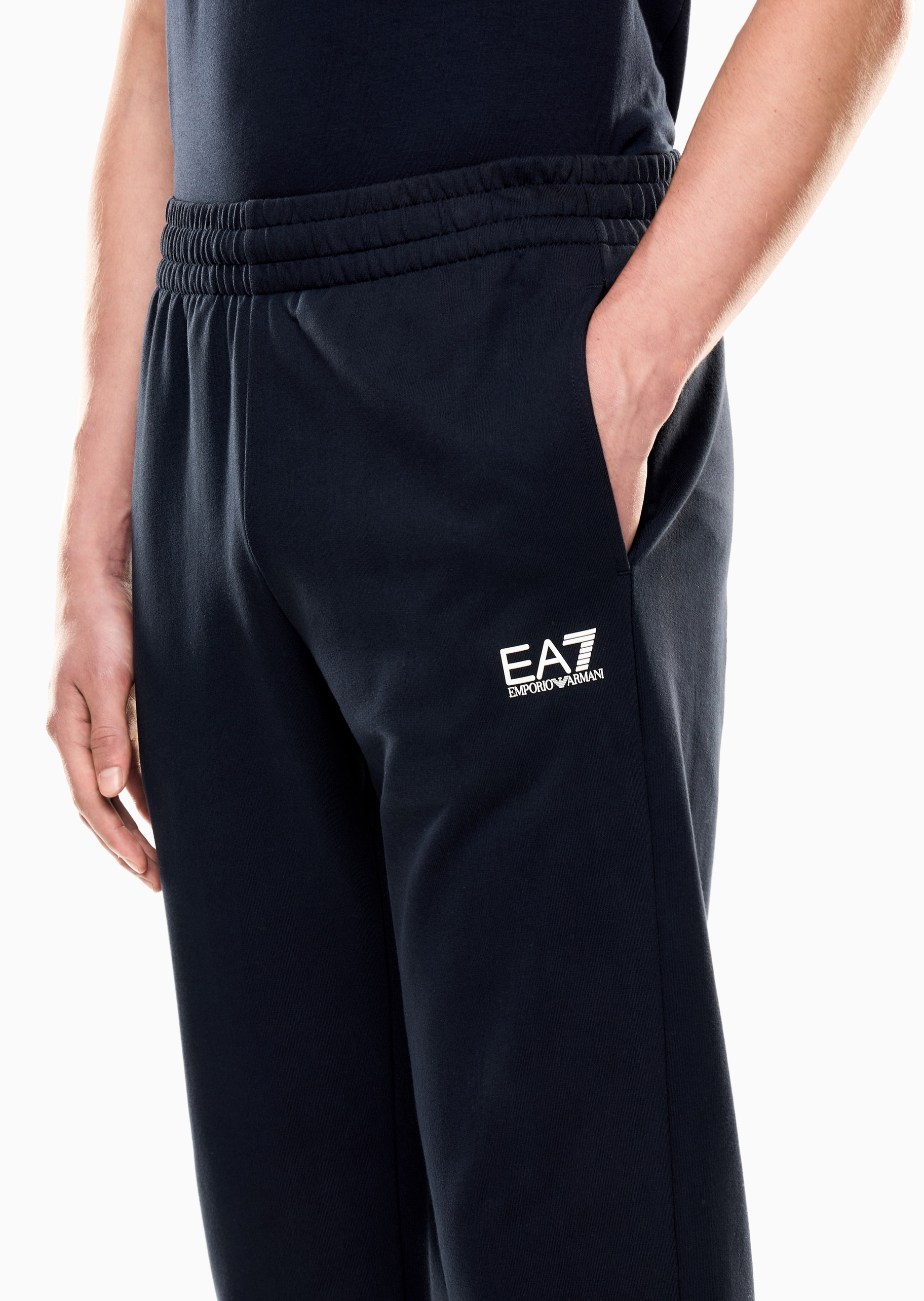 EA7 男士全棉毛圈合身长款重磅直筒运动慢跑卫裤