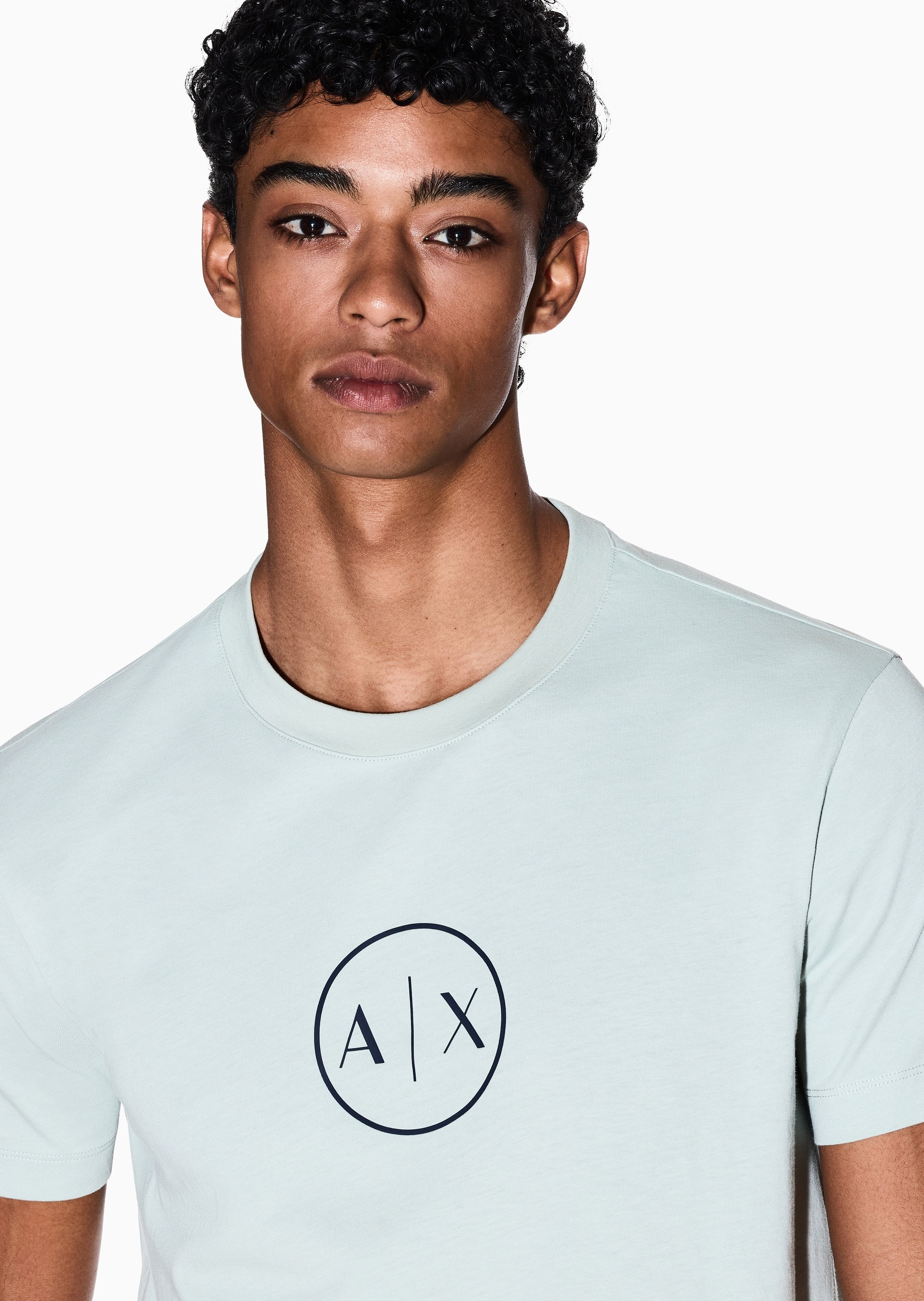 ARMANI EXCHANGE 男士纯棉合身短袖圆领正肩印花轻薄T恤衫