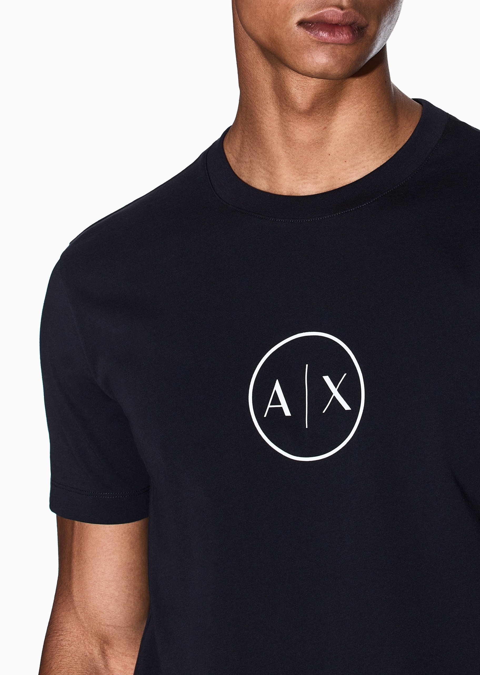 ARMANI EXCHANGE 男士全棉合身短袖圆领正肩印花T恤衫