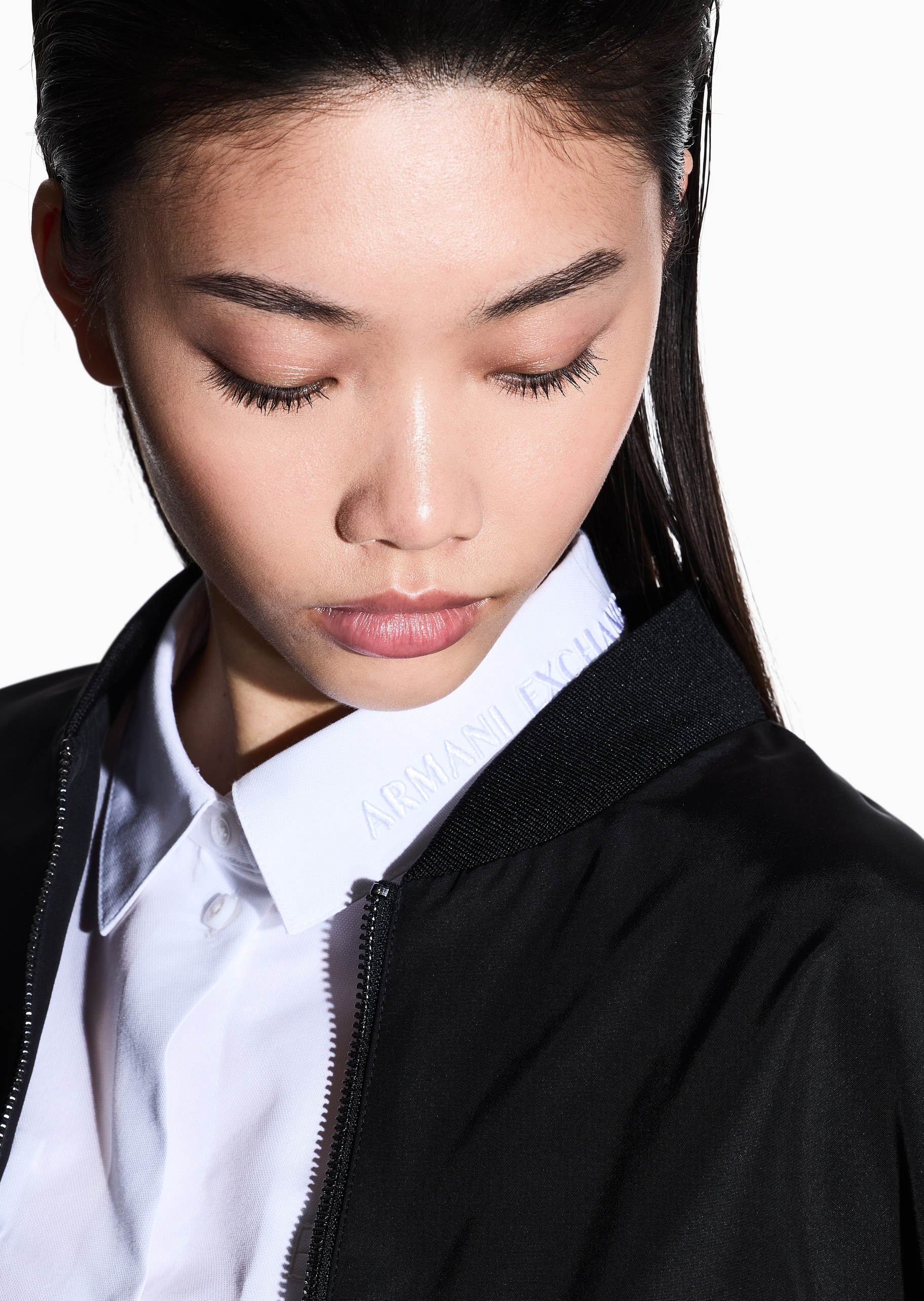 ARMANI EXCHANGE 女士棉质长袖翻领纽扣纯色休闲衬衫