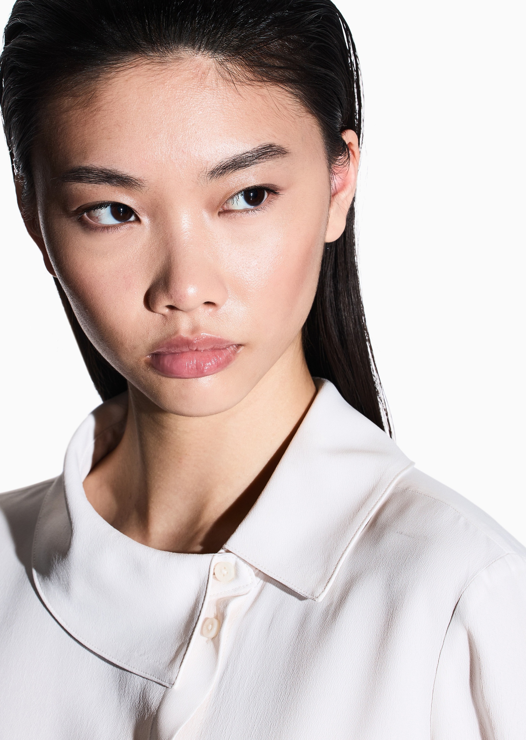 ARMANI EXCHANGE 女士人造棉长袖翻领侧门襟休闲衬衫