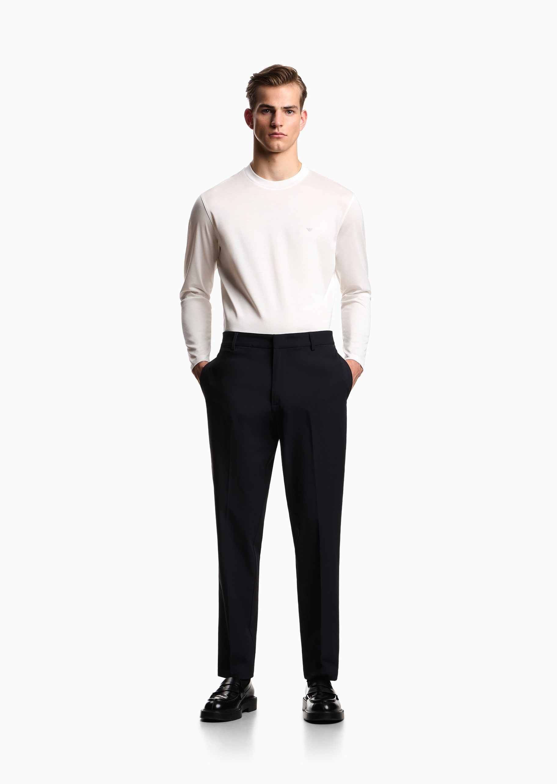 Emporio Armani 男士直筒商务松弛感弹力合身休闲裤