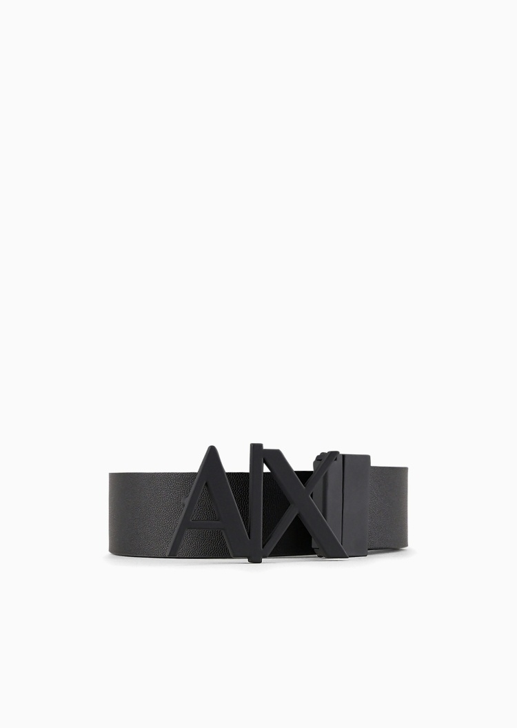 ARMANI EXCHANGE 男士镂空徽标带扣双面两用商务通勤板扣腰带