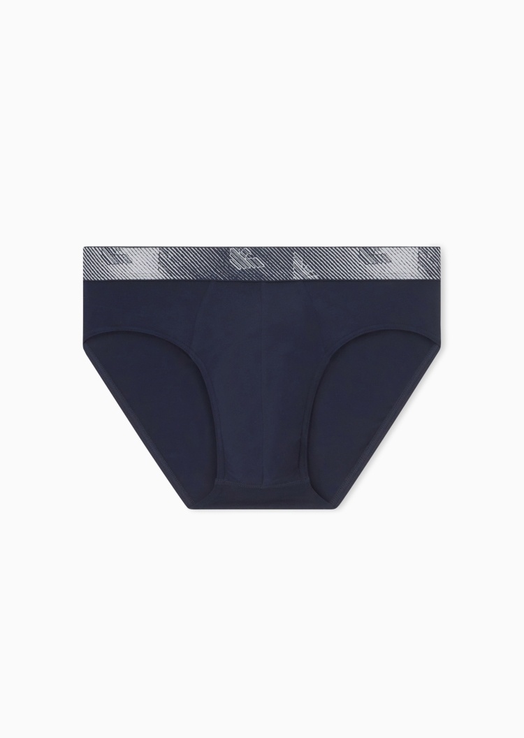 Emporio Armani 男士弹力三角性感轻奢礼物条纹腰边内裤