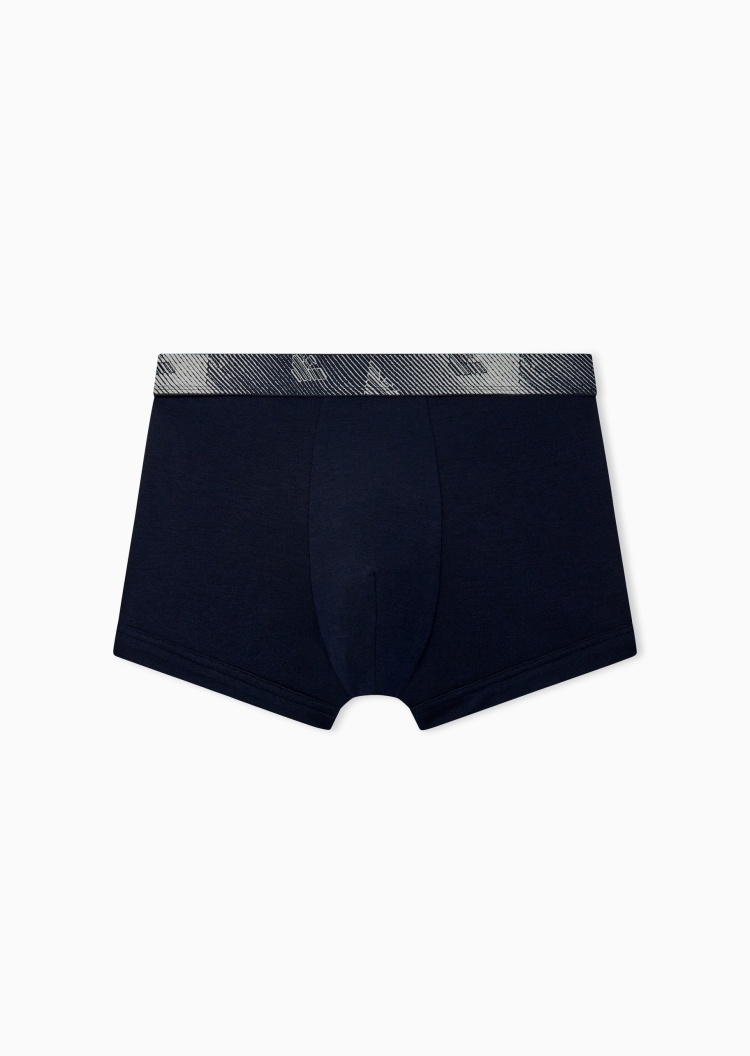 Emporio Armani 男士弹力平角轻奢礼物条纹腰边内裤
