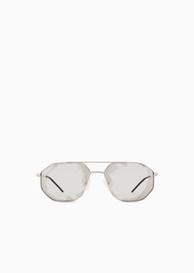 Emporio Armani 男士不规则形金属细框潮流太阳眼镜