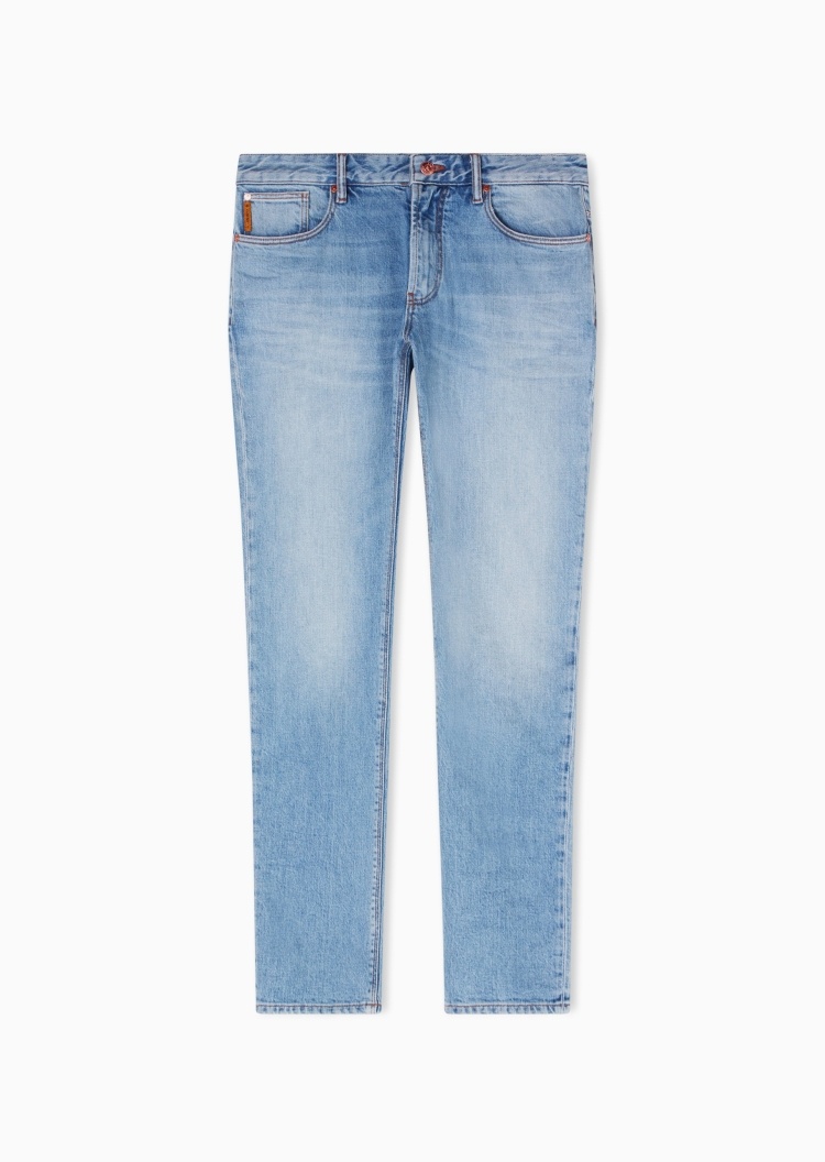 Emporio Armani 男士修身复古微弹长款中腰牛仔裤