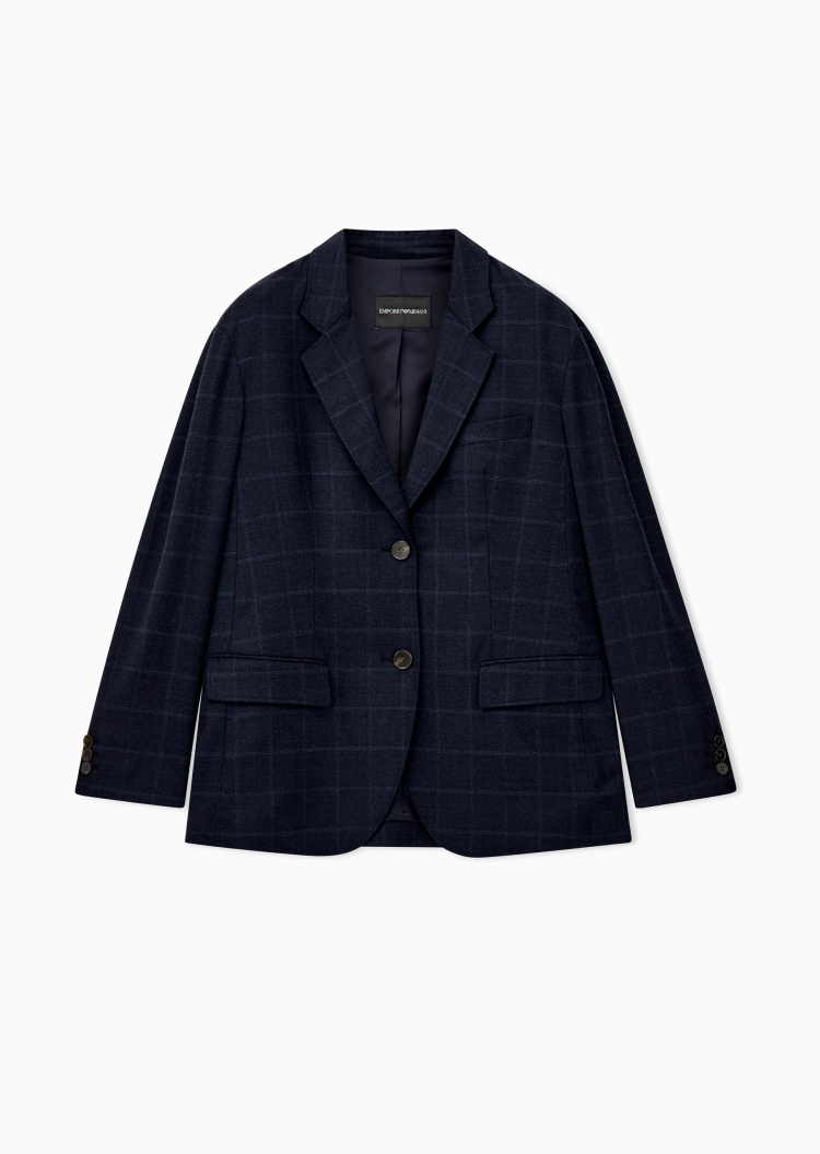 Emporio Armani 女士平驳领格纹商务正装西服西装外套
