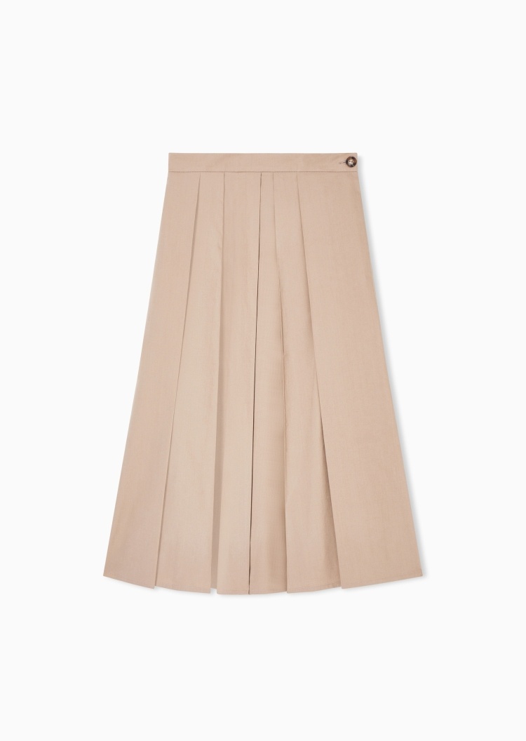 Emporio Armani 女士微弹中长款A字伞形简约通勤半身裙