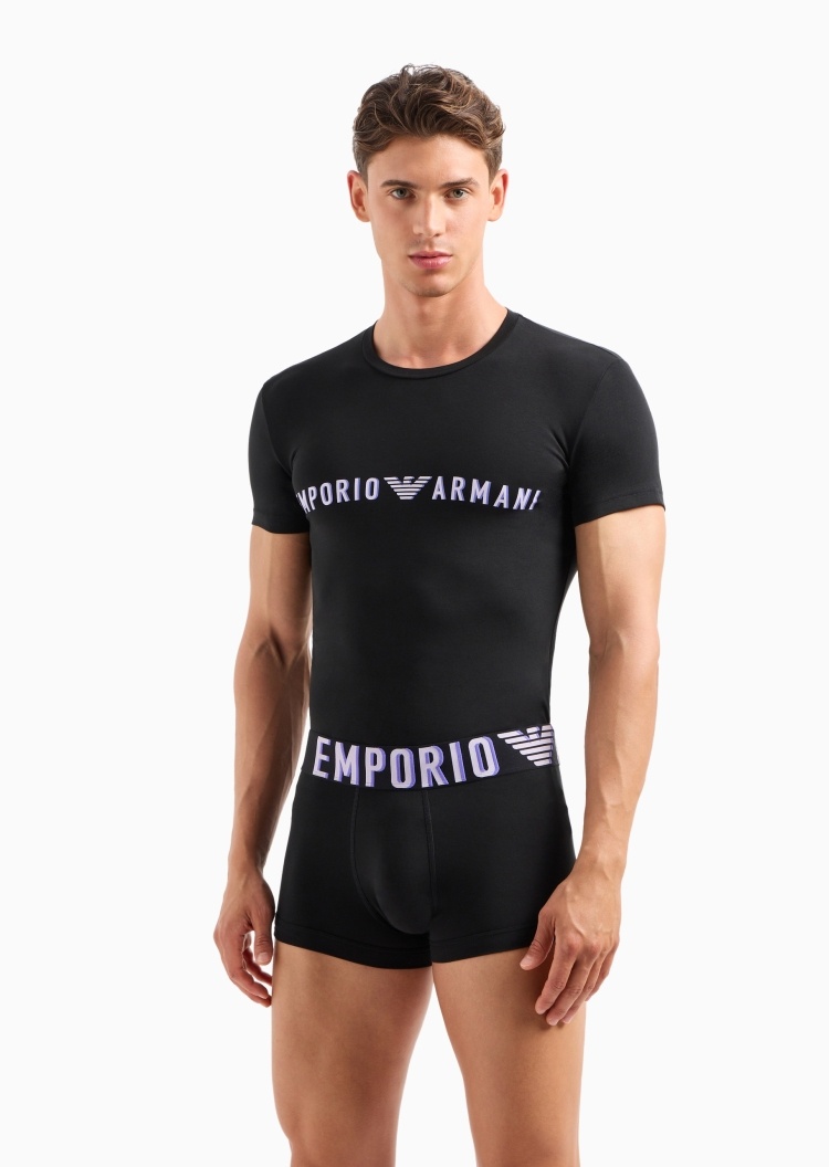 Emporio Armani 男士纯棉弹力圆领短袖T恤平角短裤居家套装