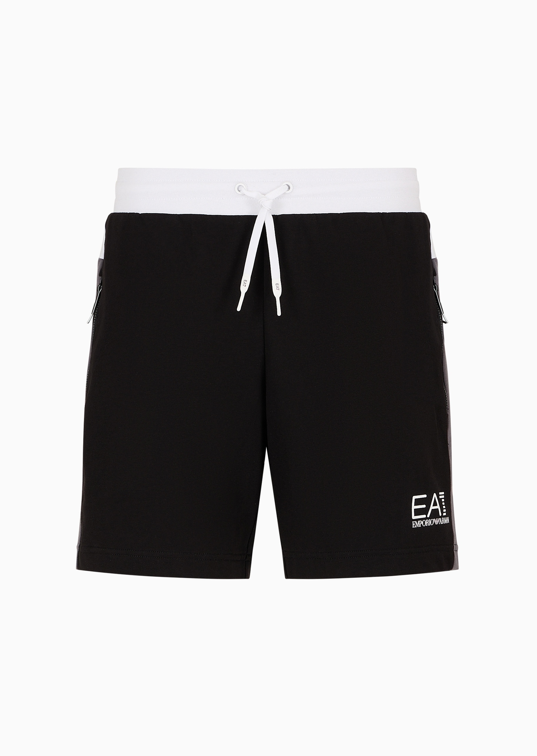 EA7 男士棉质微弹合身系带腰健身训练短裤
