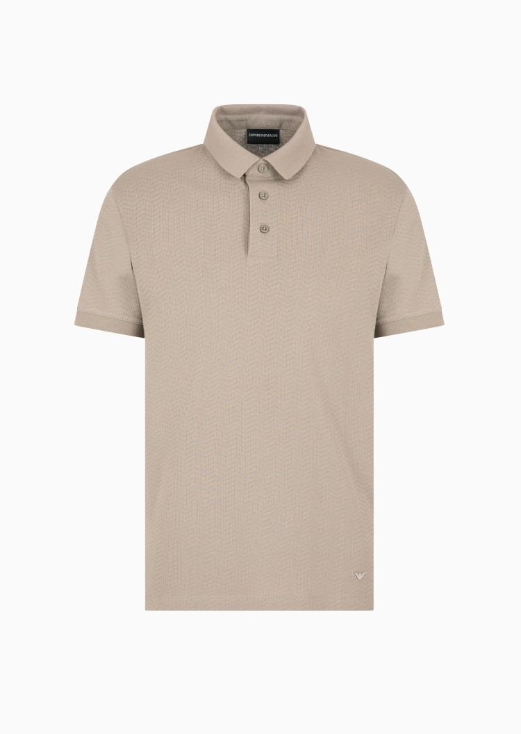 Emporio Armani 男士全棉合身翻领通体提花多色Polo衫
