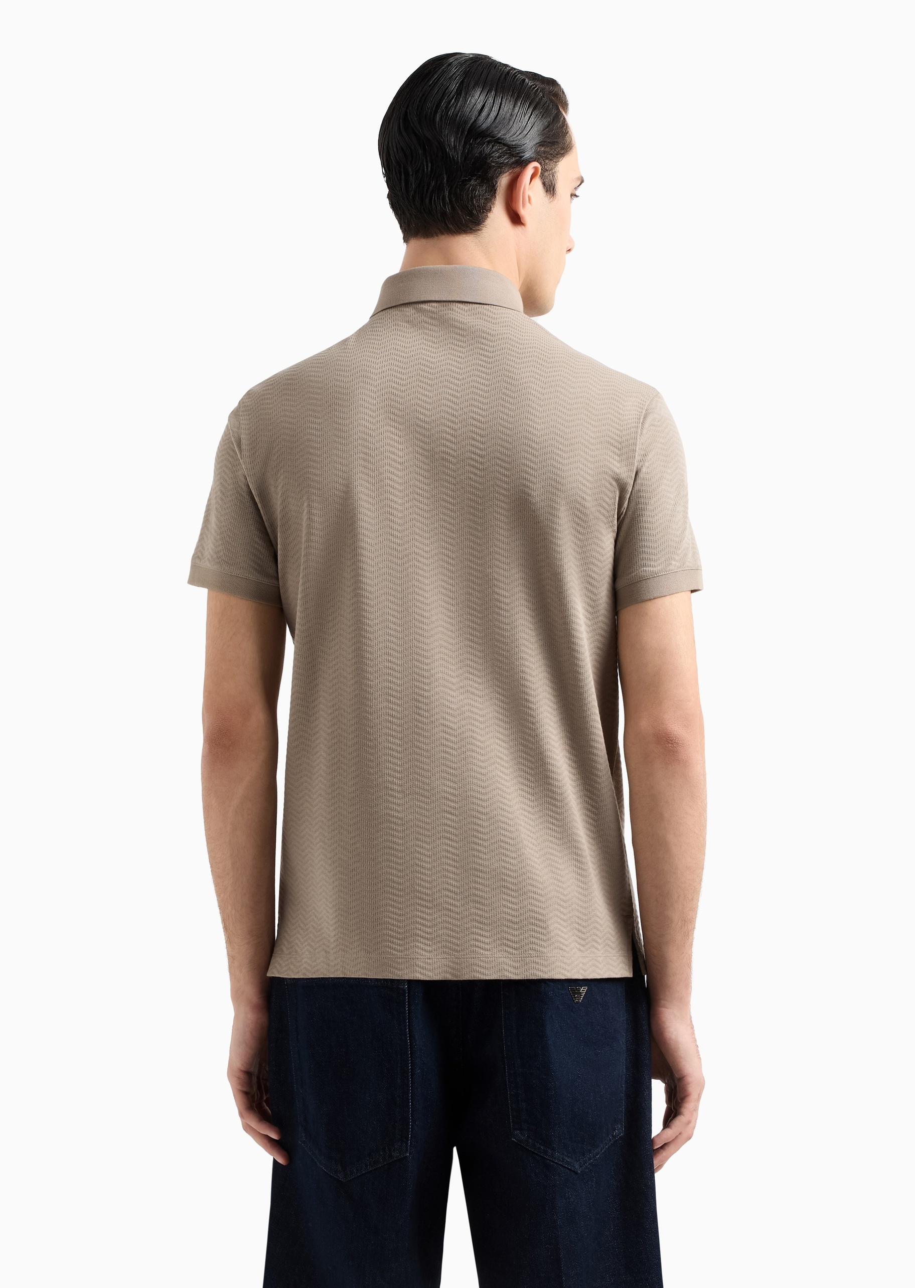 Emporio Armani 男士全棉合身翻领通体提花多色Polo衫