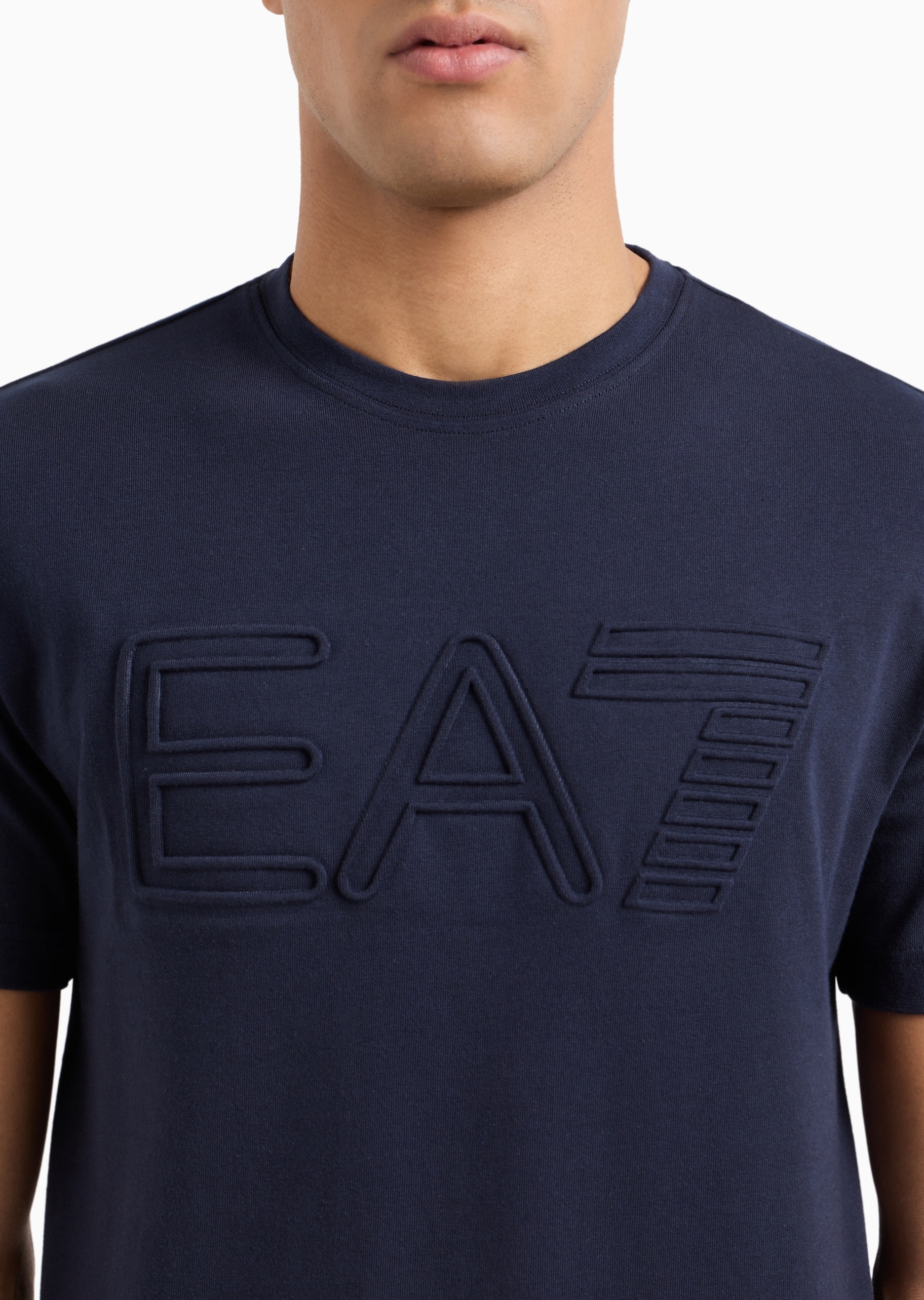EA7 男士全棉合身短袖圆领正肩健身训练T恤